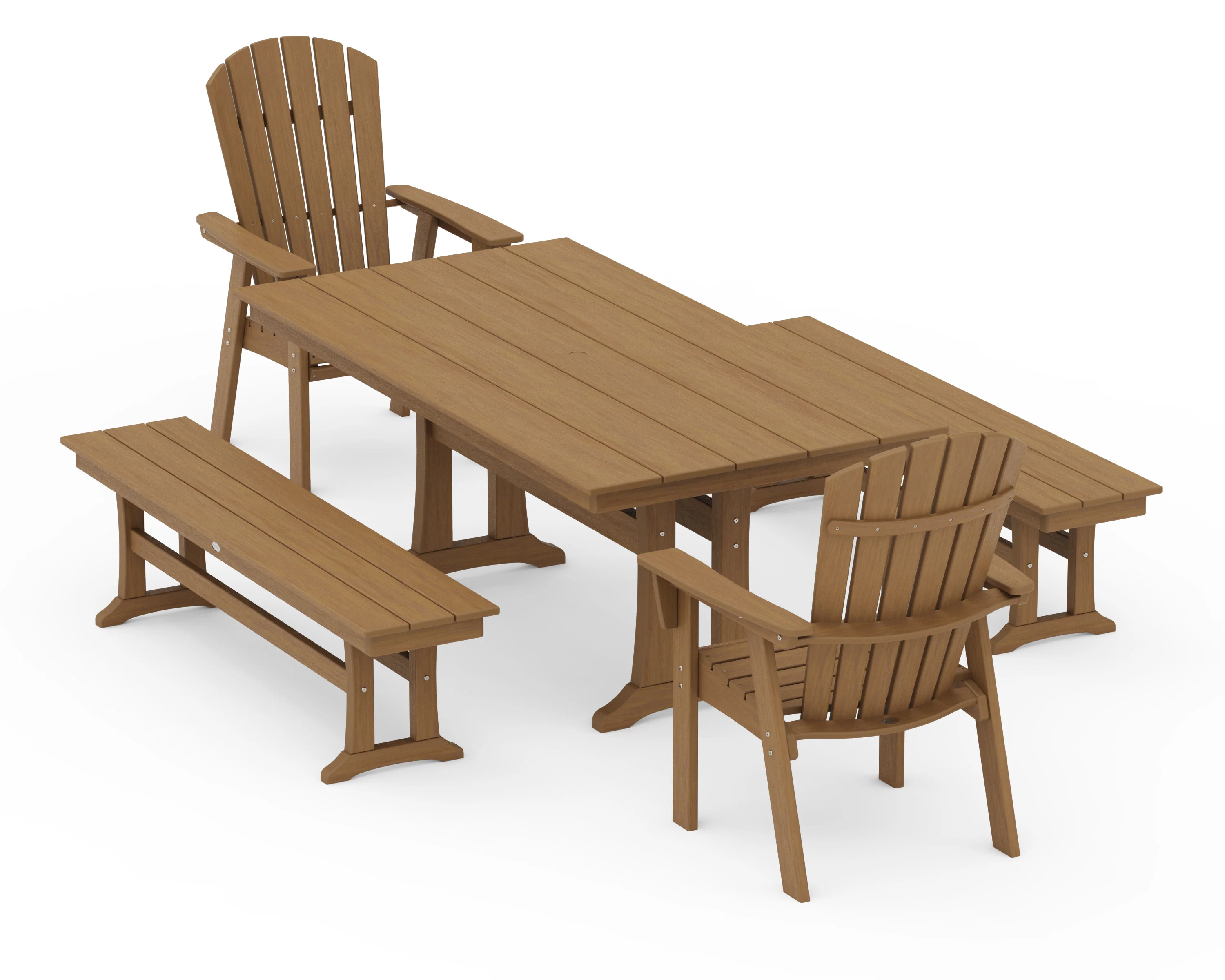 Nautical Adirondack 5-Piece Farmhouse Dining Set With Trestle Legs - Image 15