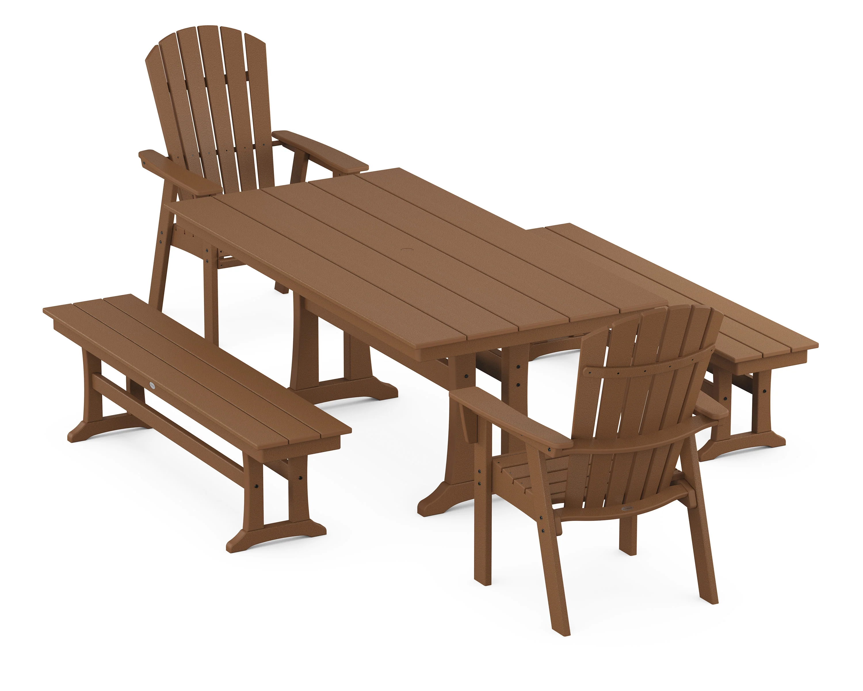 Nautical Adirondack 5-Piece Farmhouse Dining Set With Trestle Legs - Image 5