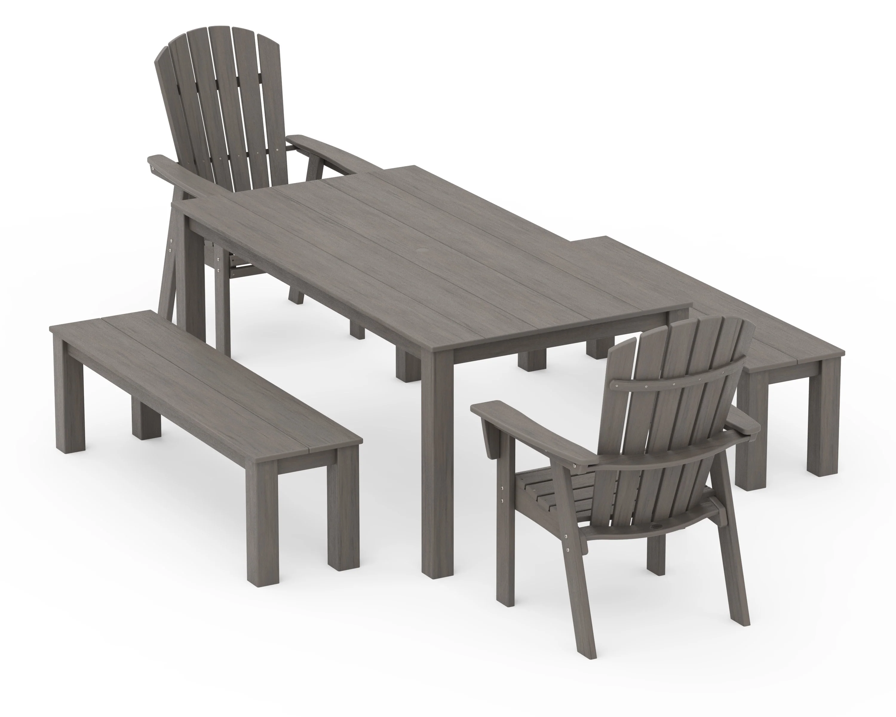 Nautical Curveback Adirondack 5-Piece Parsons Dining Set with Benches - Image 10