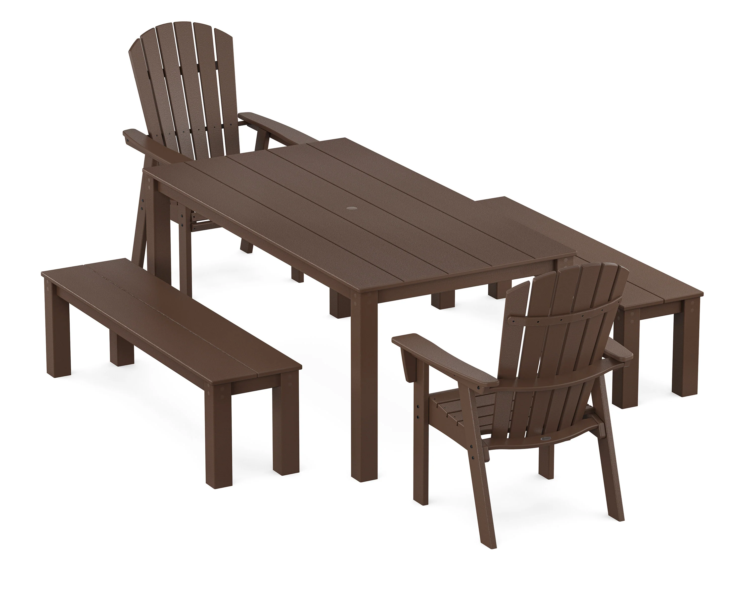 Nautical Curveback Adirondack 5-Piece Parsons Dining Set with Benches - Image 7