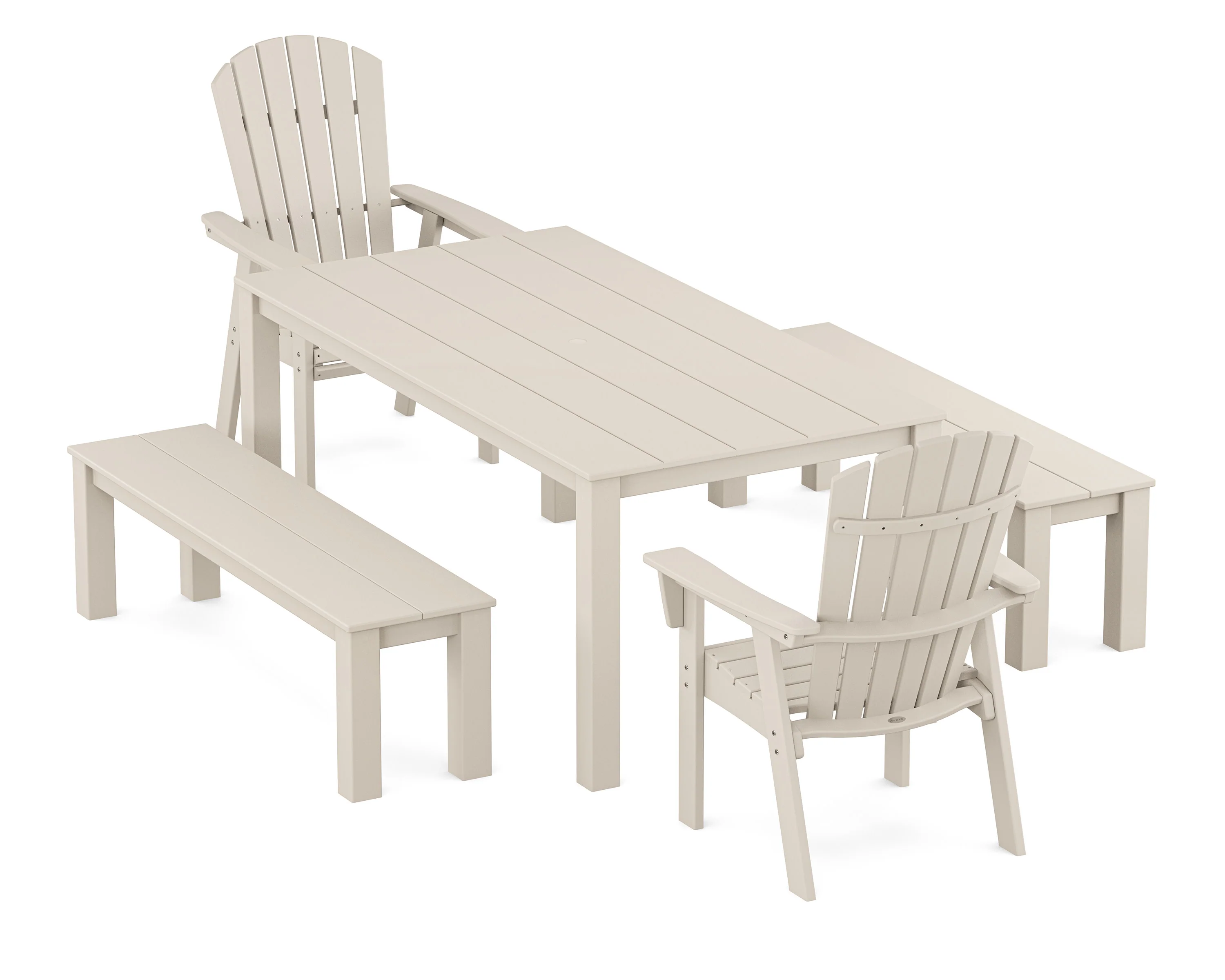 Nautical Curveback Adirondack 5-Piece Parsons Dining Set with Benches - Image 9