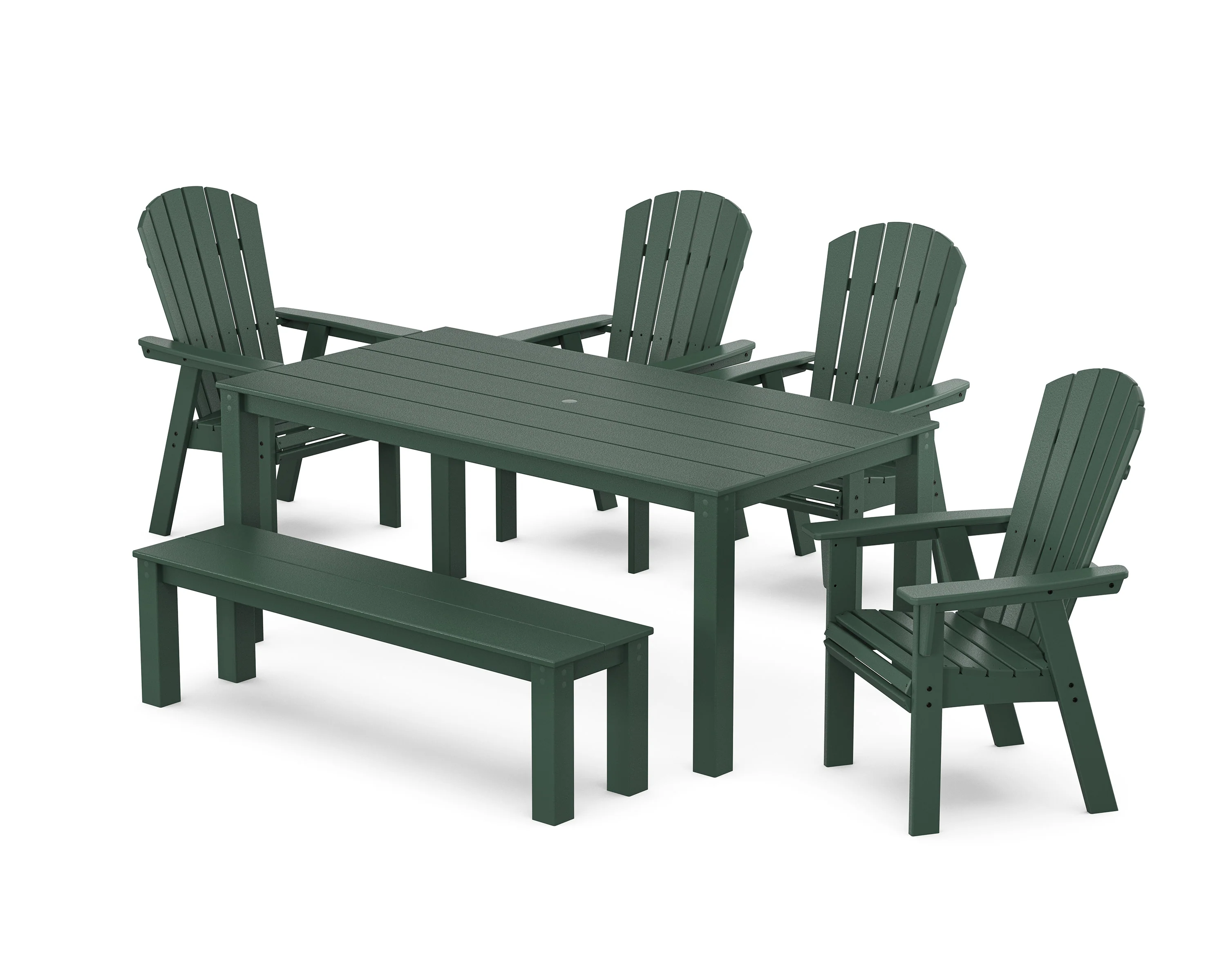 Nautical Curveback Adirondack 6-Piece Parsons Dining Set with Bench - Image 9