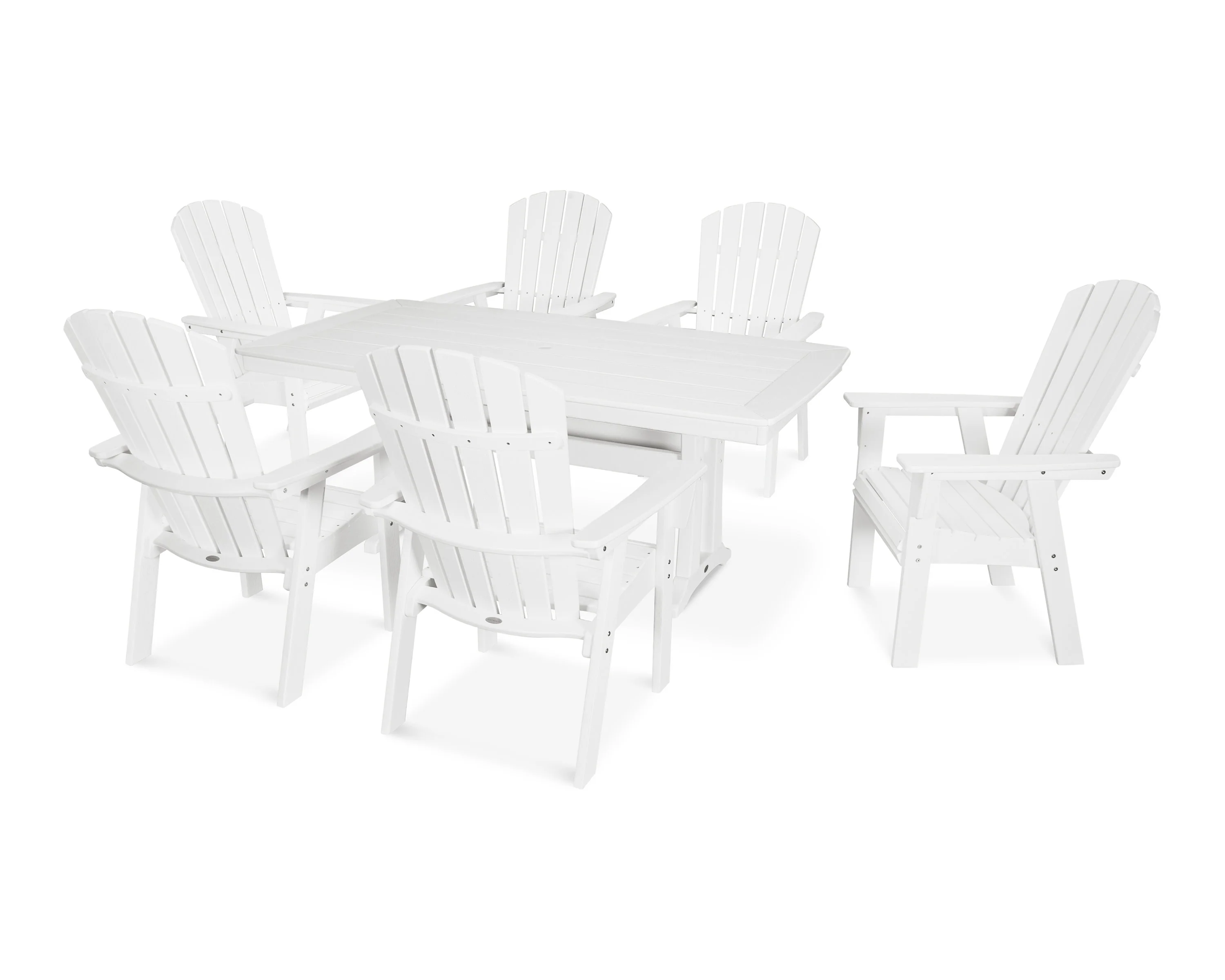 Nautical Curveback Adirondack 7-Piece Dining Set with Trestle Legs - Image 15