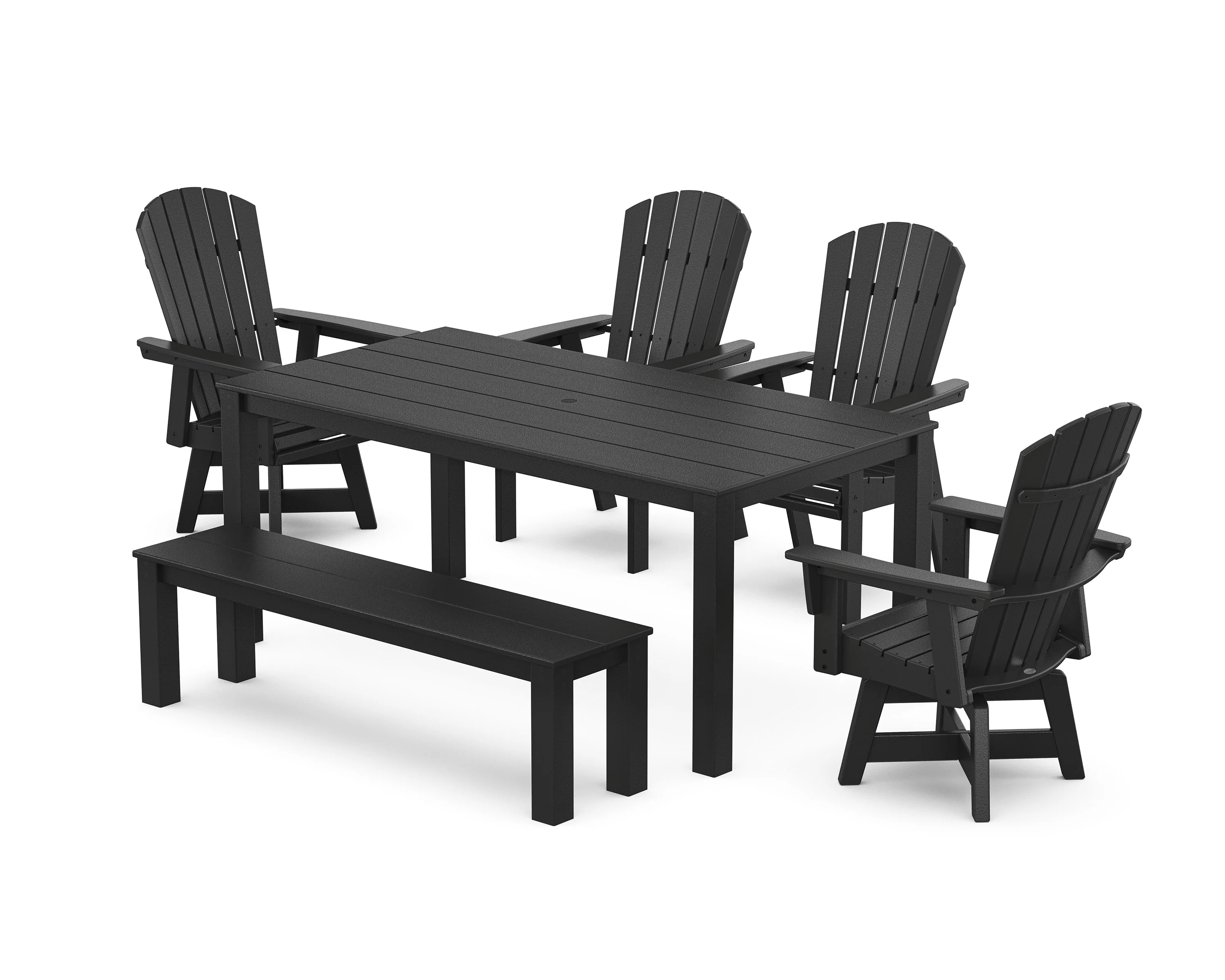 Nautical Curveback Adirondack Swivel 6-Piece Parsons Dining Set with Bench - Image 9