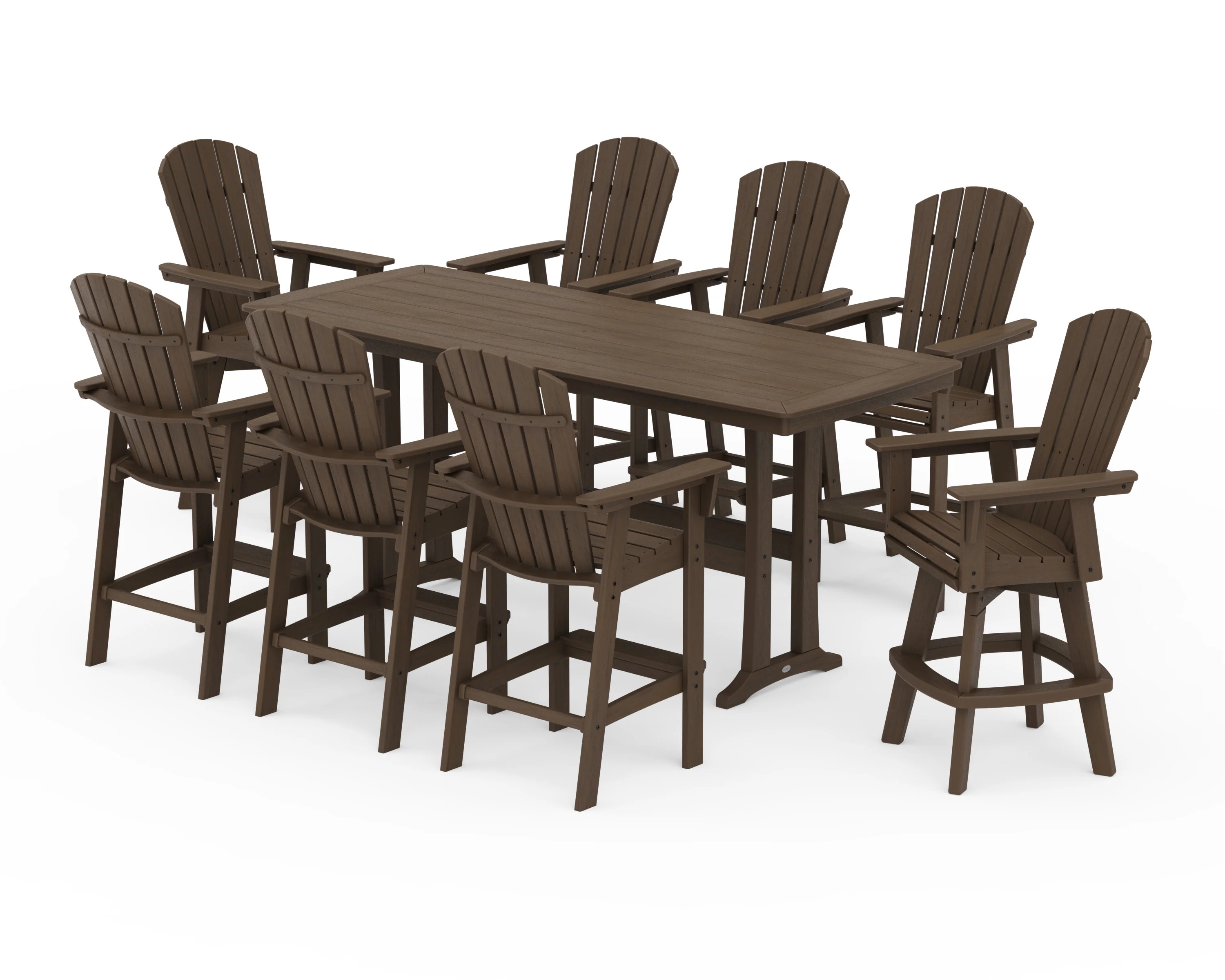 Nautical Curveback Adirondack Swivel 9-Piece Bar Set with Trestle Legs - Image 14