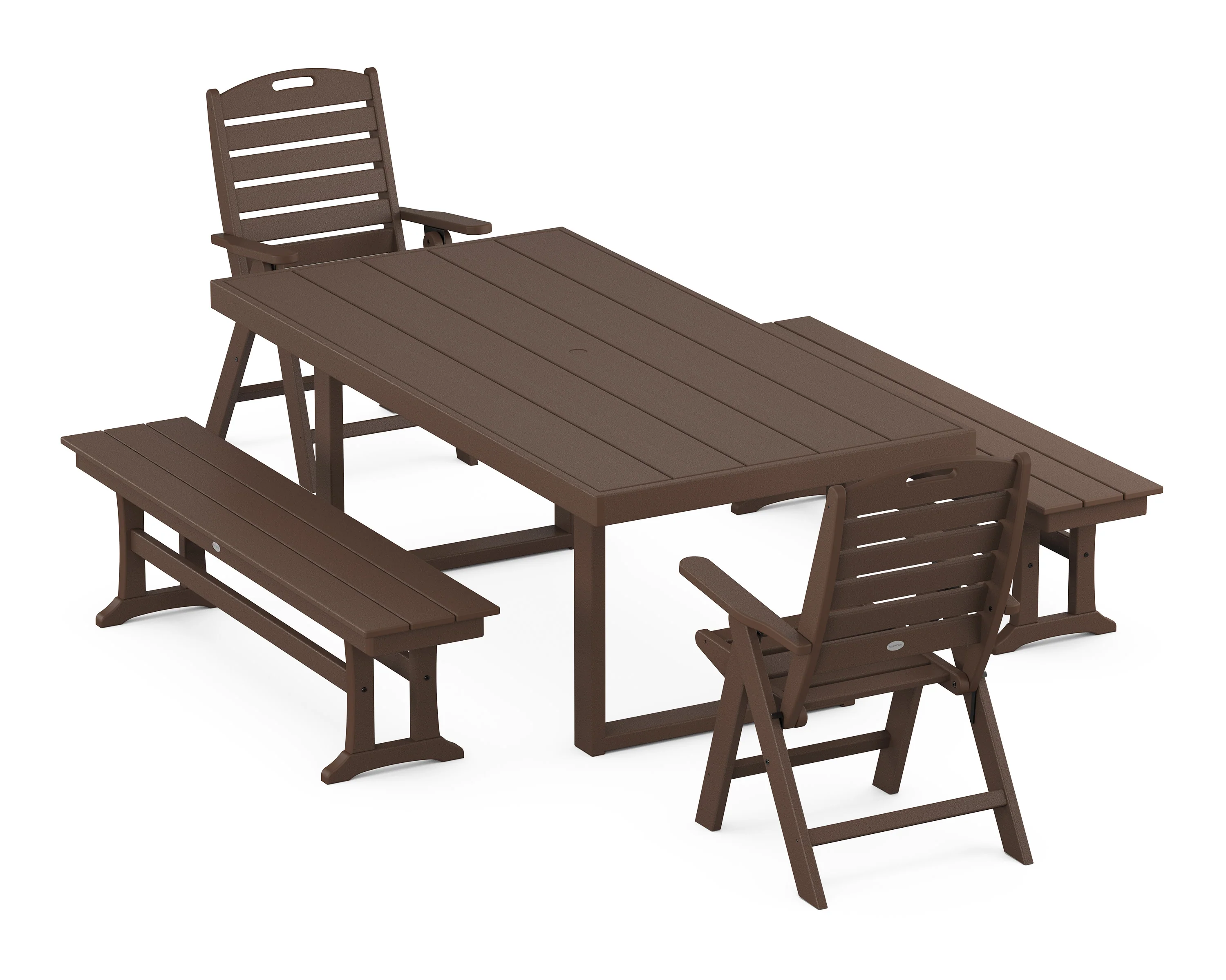 Nautical Folding Highback 5-Piece Dining Set with Trestle Legs - Image 11