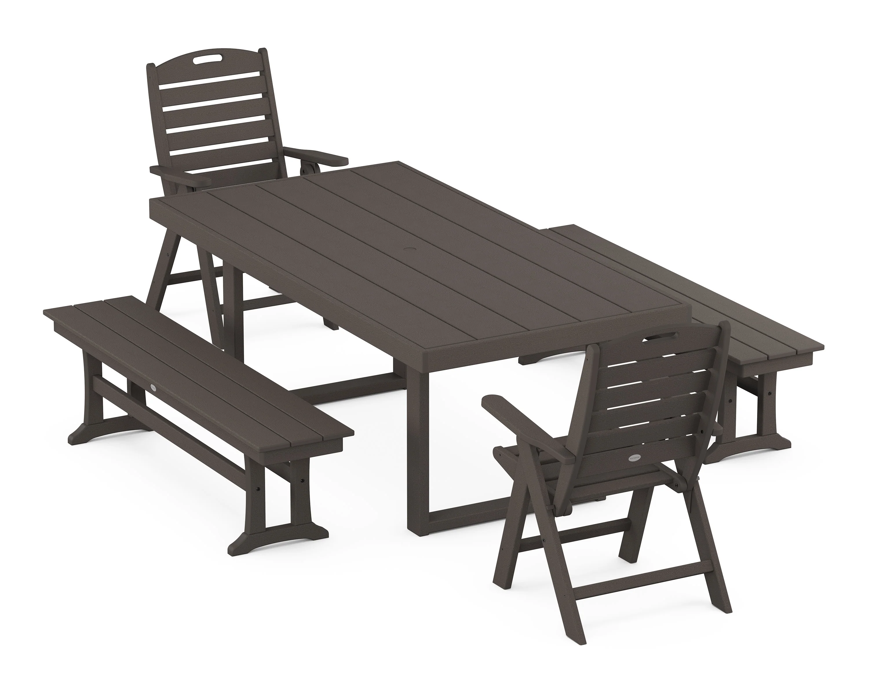 Nautical Folding Highback 5-Piece Dining Set with Trestle Legs - Image 12