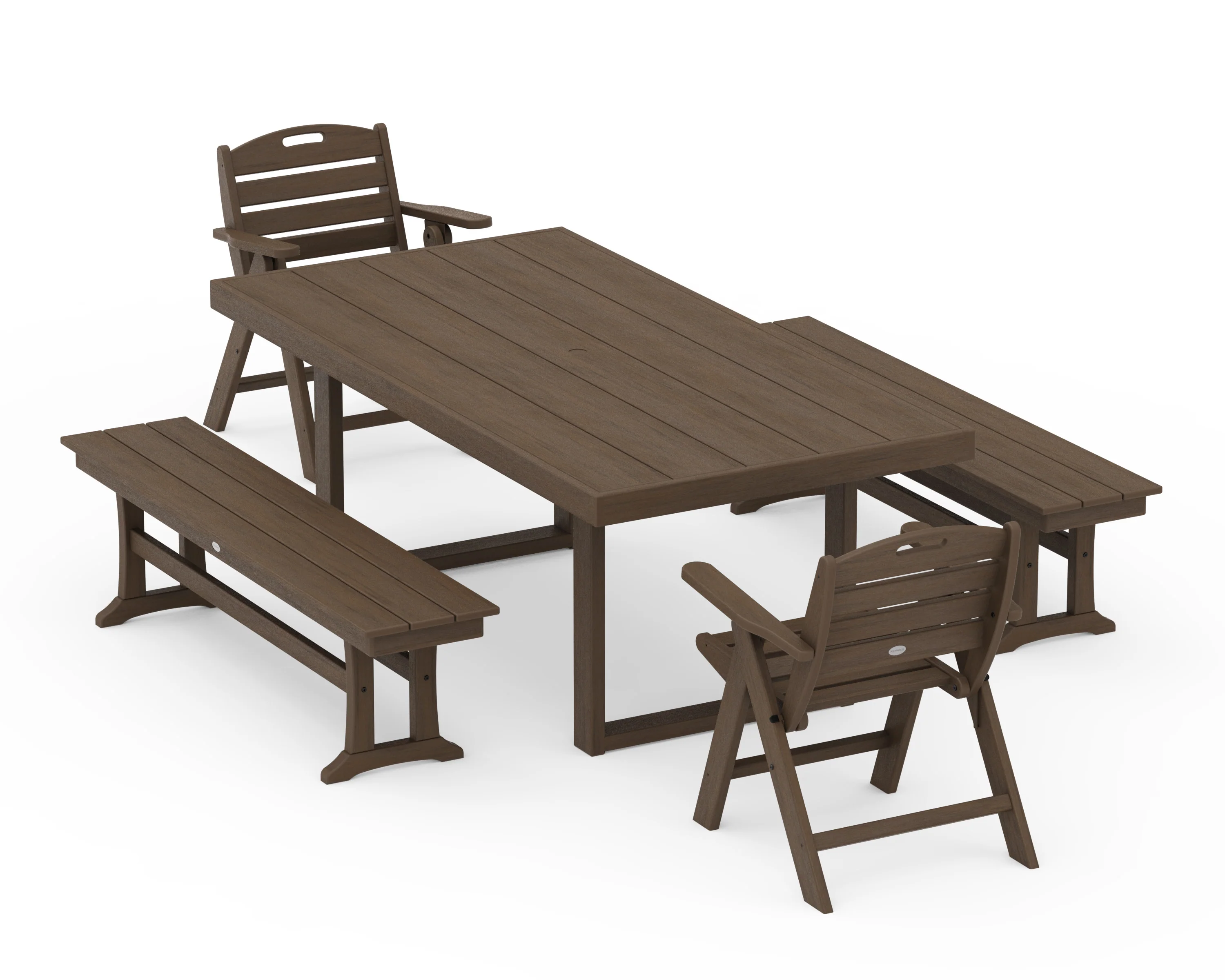 Nautical Folding Highback 5-Piece Dining Set with Trestle Legs - Image 14