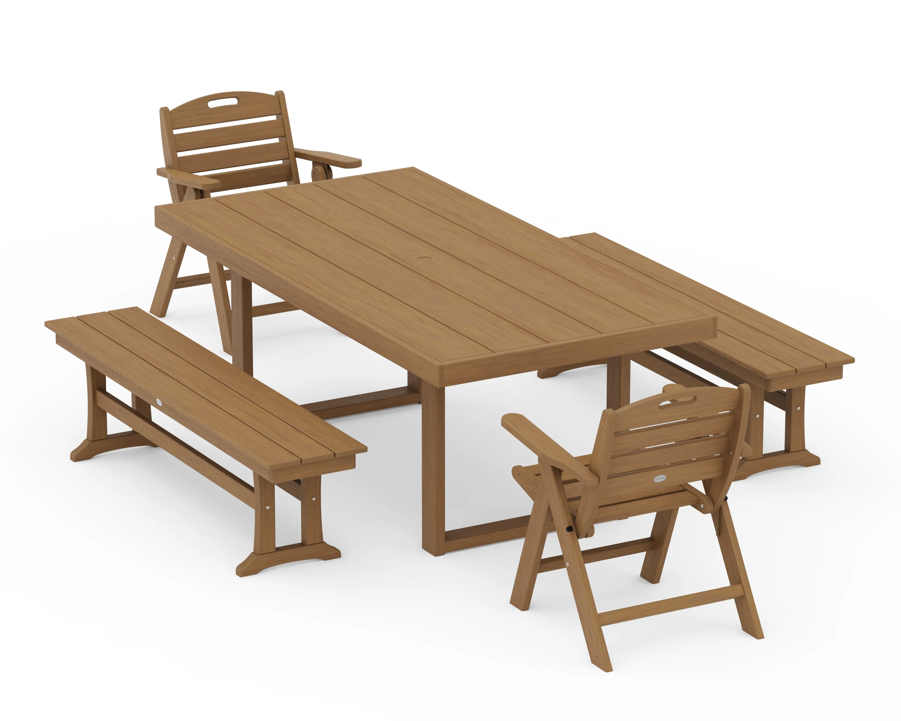 Nautical Folding Highback 5-Piece Dining Set with Trestle Legs - Image 15