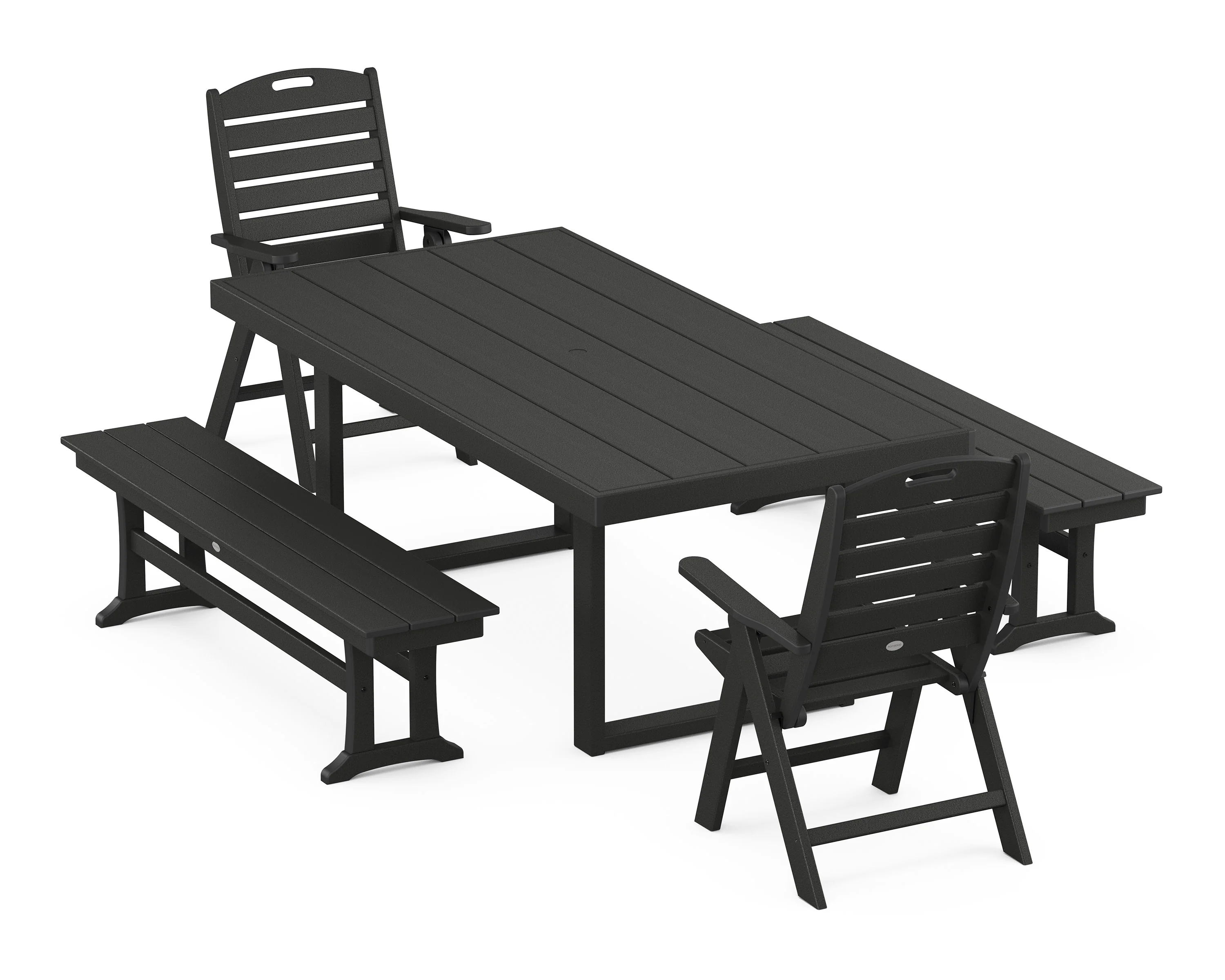 Nautical Folding Highback 5-Piece Dining Set with Trestle Legs - Image 6