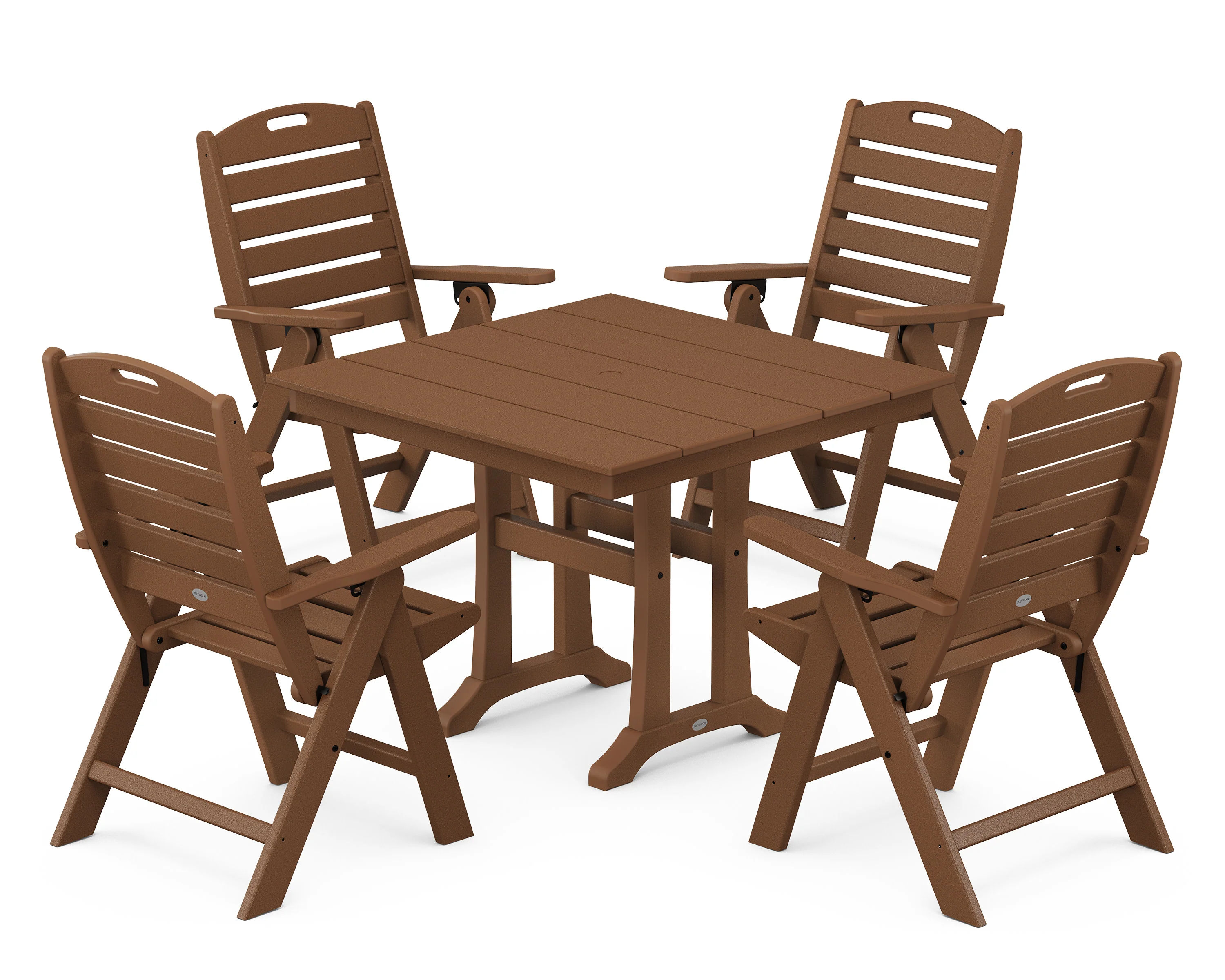 Nautical Folding Highback Chair 5-Piece Farmhouse Trestle Dining Set - Image 12