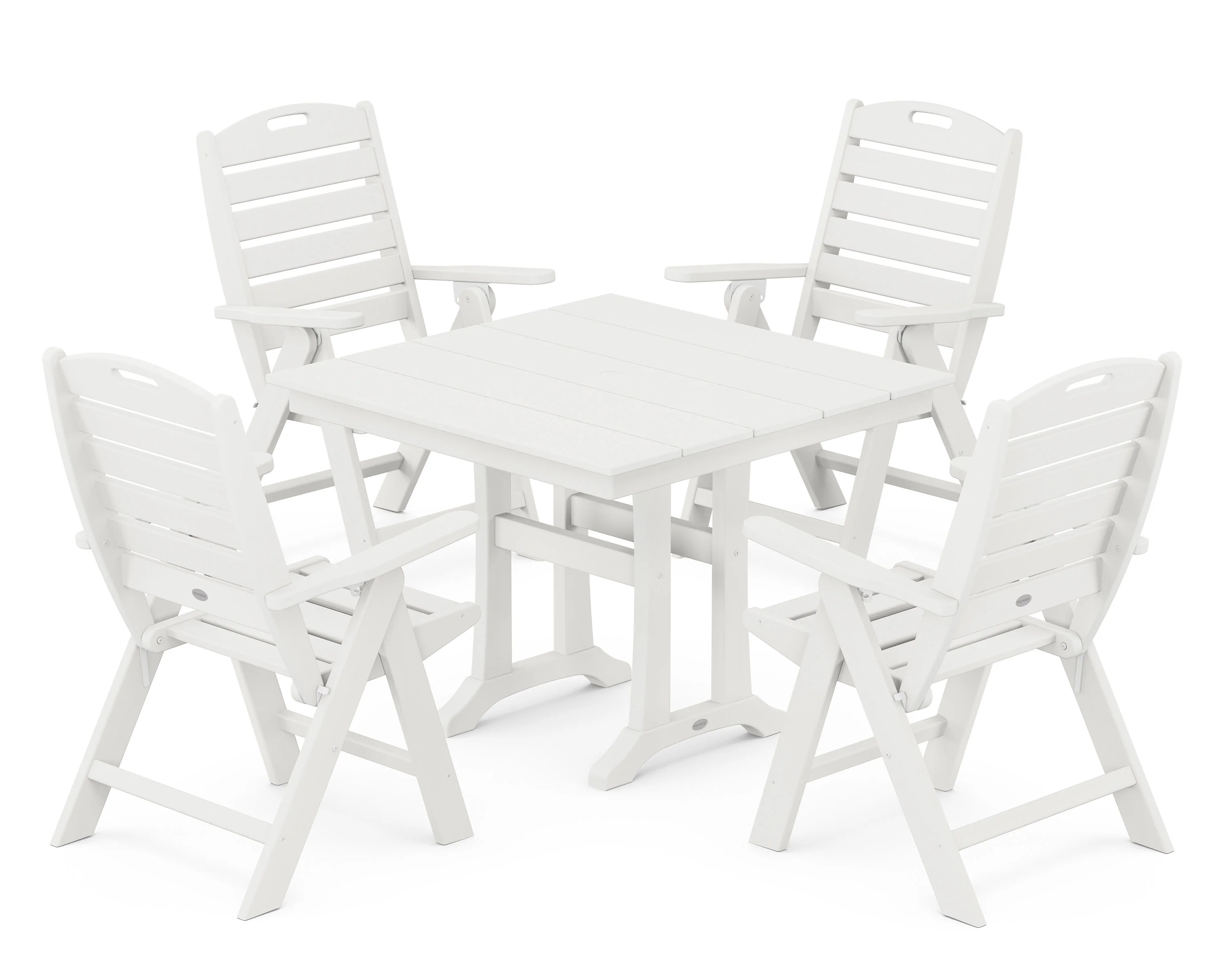Nautical Folding Highback Chair 5-Piece Farmhouse Trestle Dining Set - Image 6