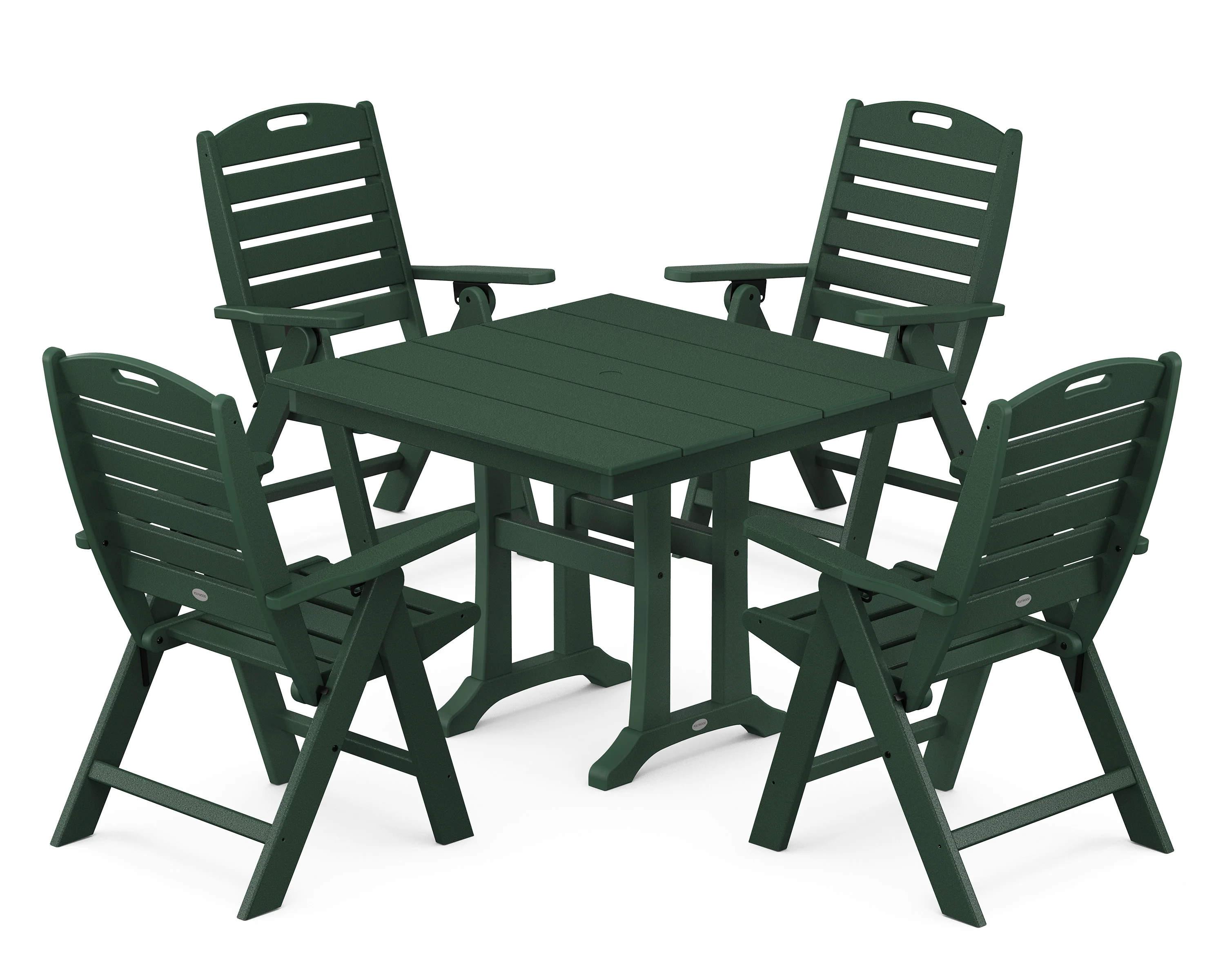 Nautical Folding Highback Chair 5-Piece Farmhouse Trestle Dining Set - Image 7