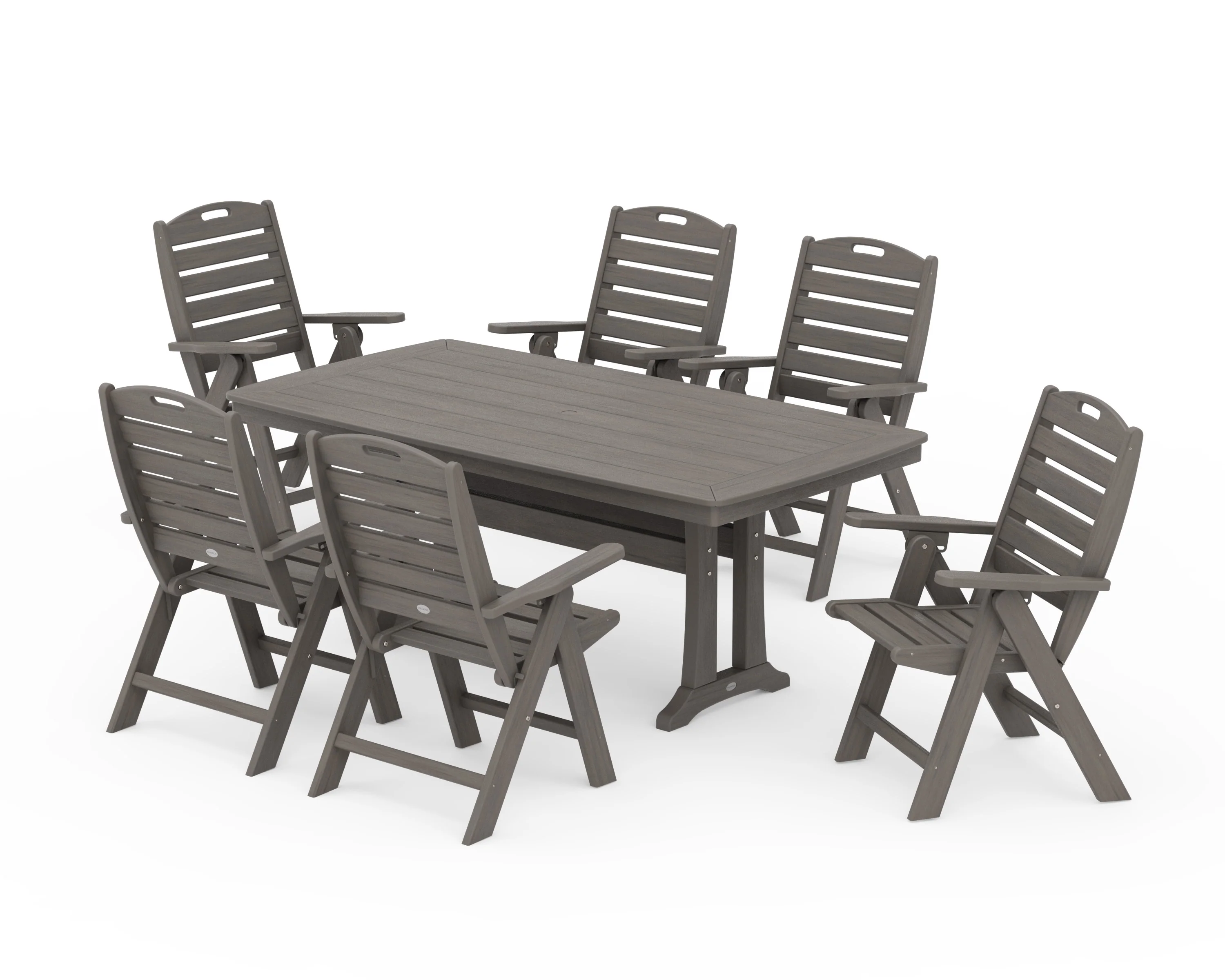 Nautical Folding Highback Chair 7-Piece Dining Set with Trestle Legs - Image 18