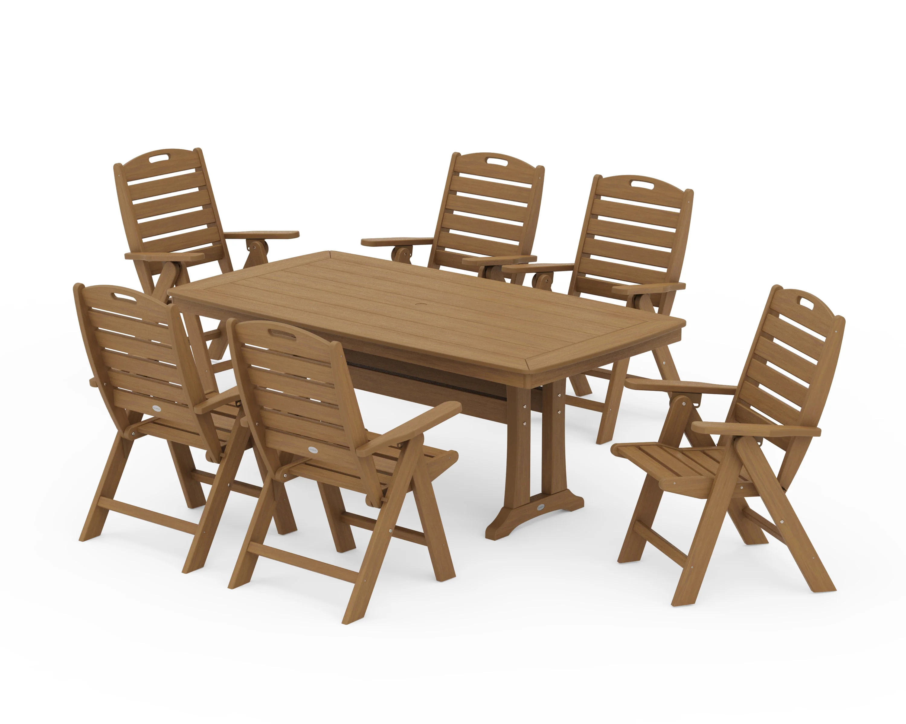 Nautical Folding Highback Chair 7-Piece Dining Set with Trestle Legs - Image 20