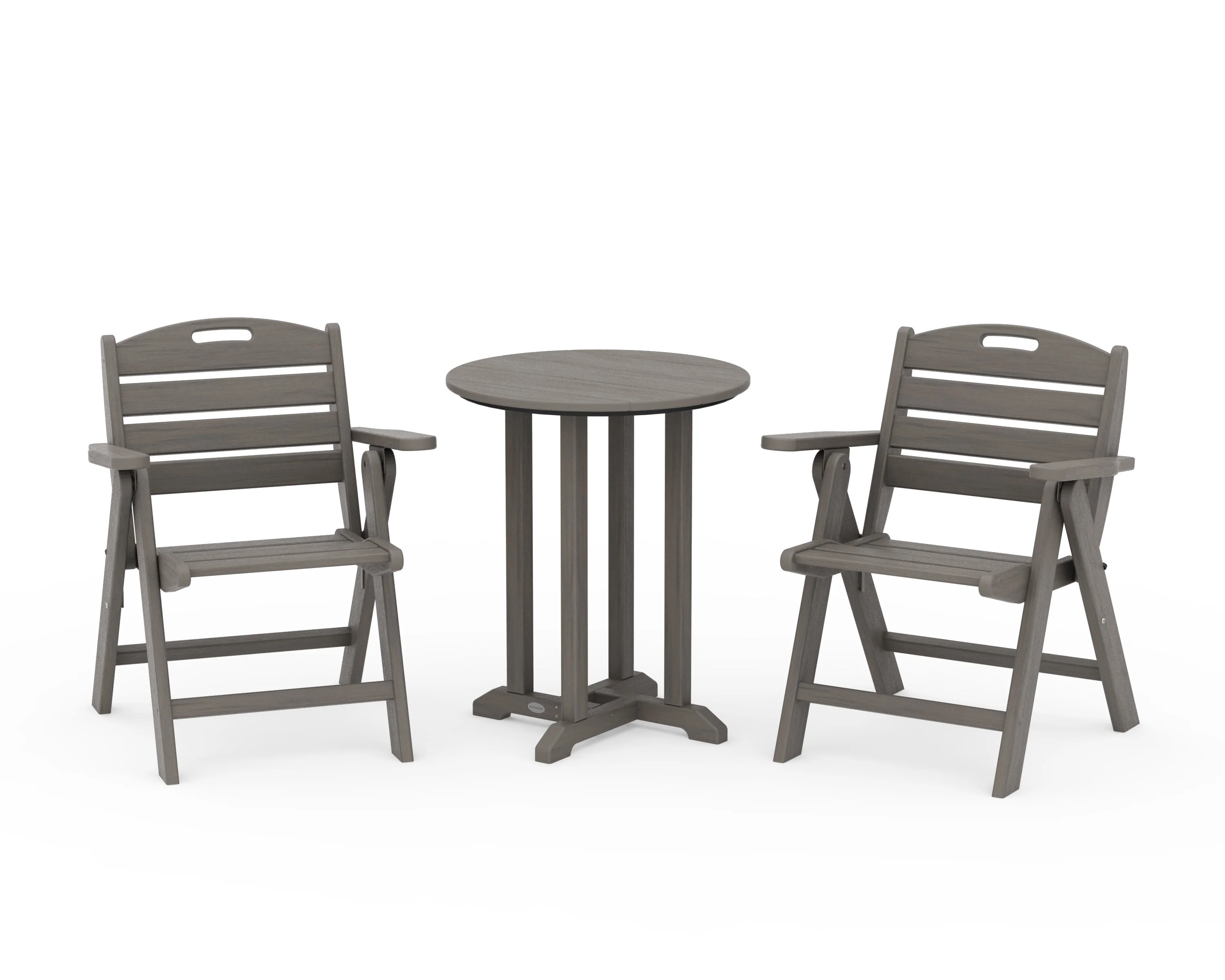 Nautical Folding Lowback Chair 3-Piece Round Bistro Dining Set - Image 10