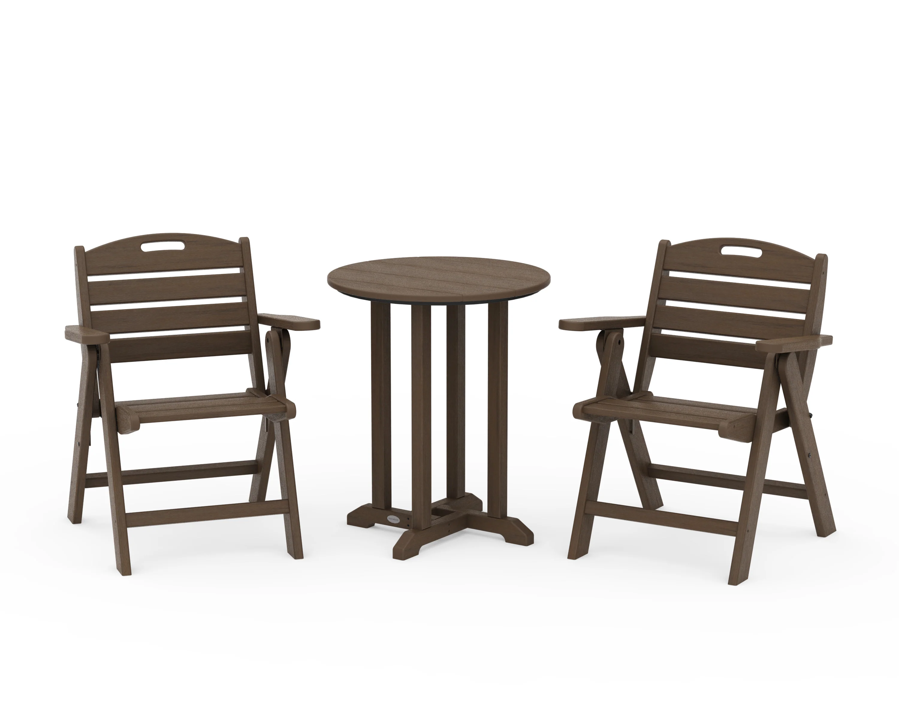 Nautical Folding Lowback Chair 3-Piece Round Bistro Dining Set - Image 11