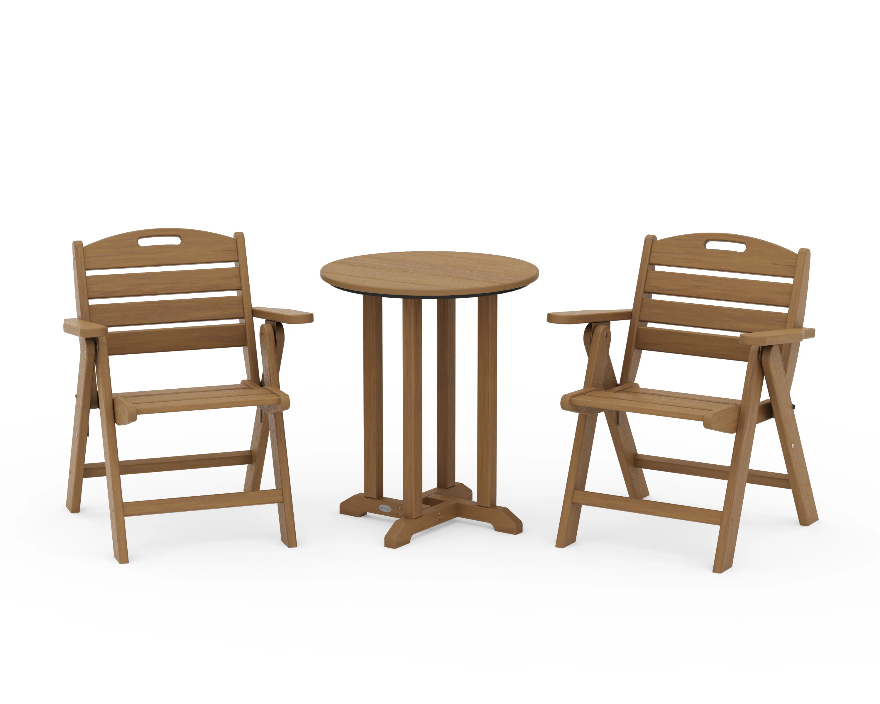 Nautical Folding Lowback Chair 3-Piece Round Bistro Dining Set - Image 12