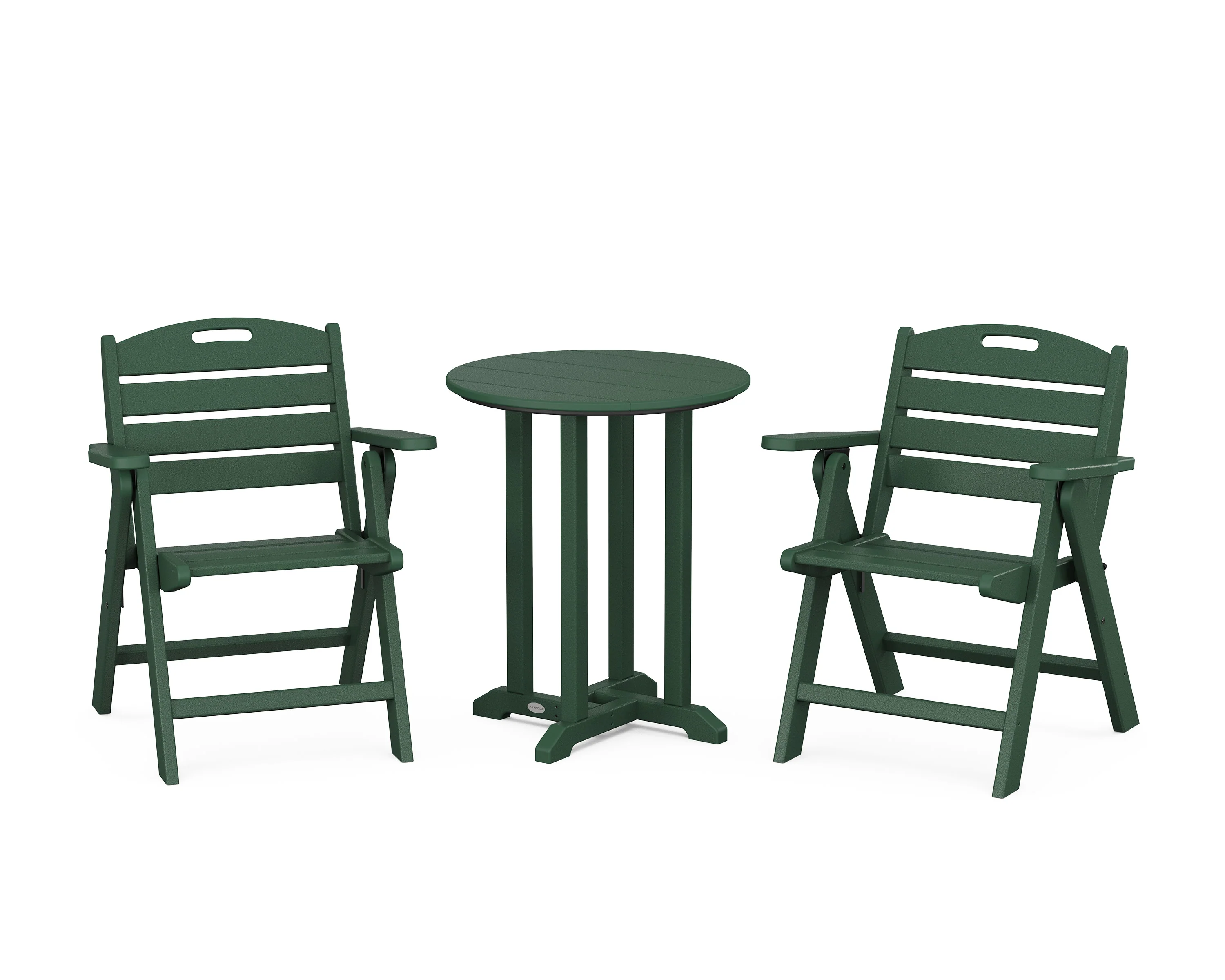 Nautical Folding Lowback Chair 3-Piece Round Bistro Dining Set - Image 8