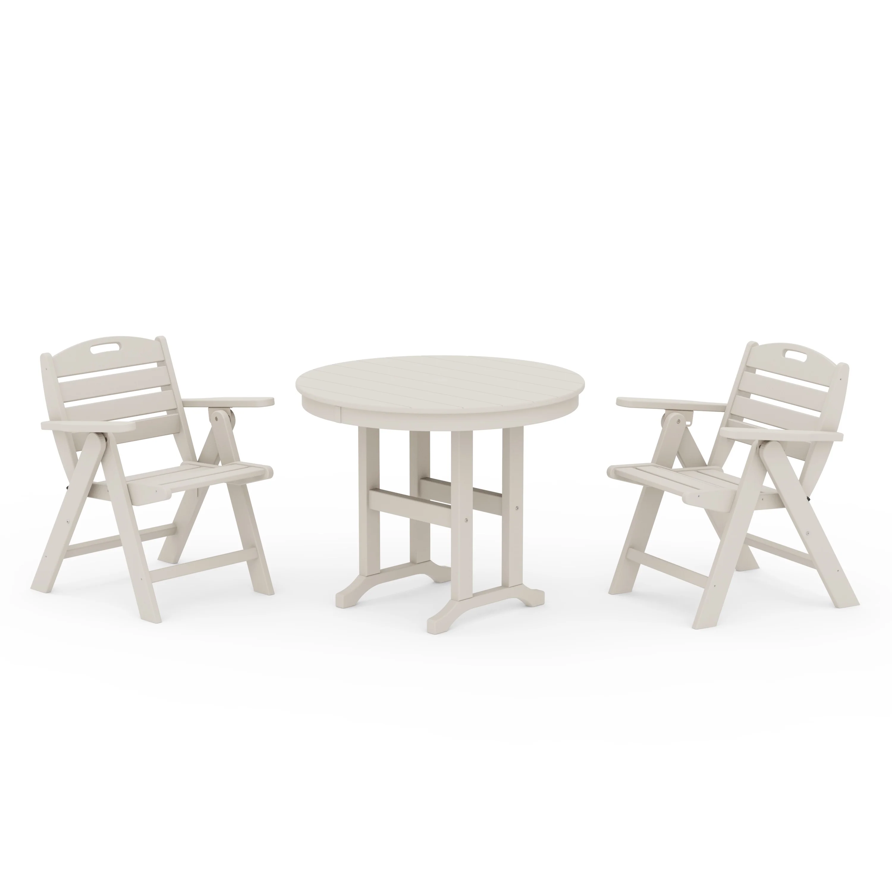 Nautical Folding Lowback Chair 3-Piece Round Dining Set - Image 6