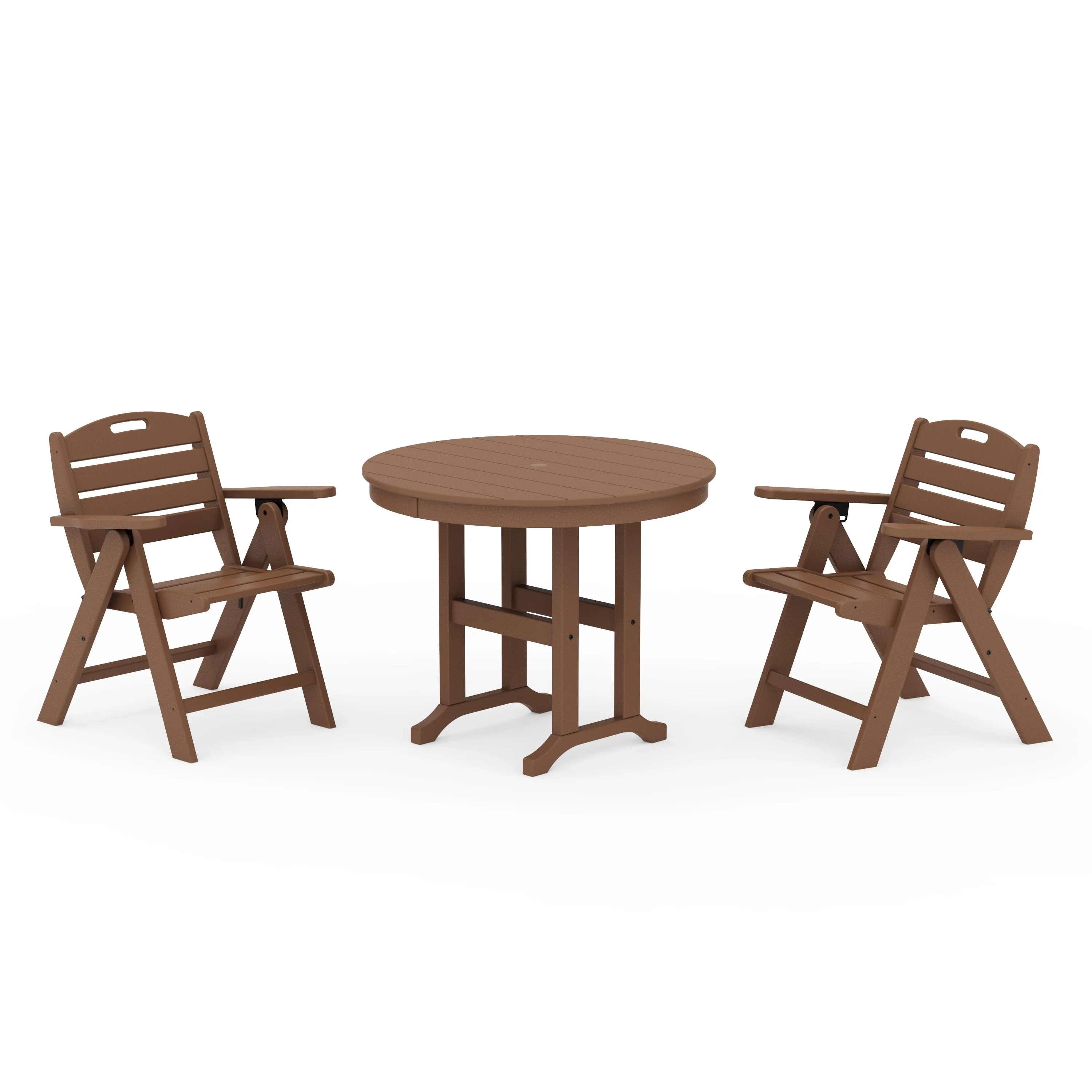 Nautical Folding Lowback Chair 3-Piece Round Dining Set - Image 7