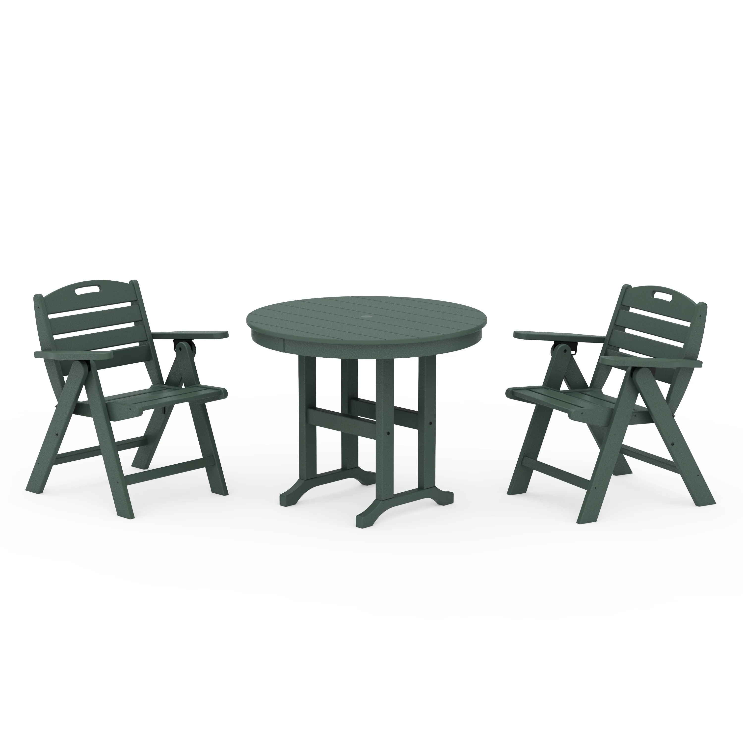 Nautical Folding Lowback Chair 3-Piece Round Dining Set - Image 8