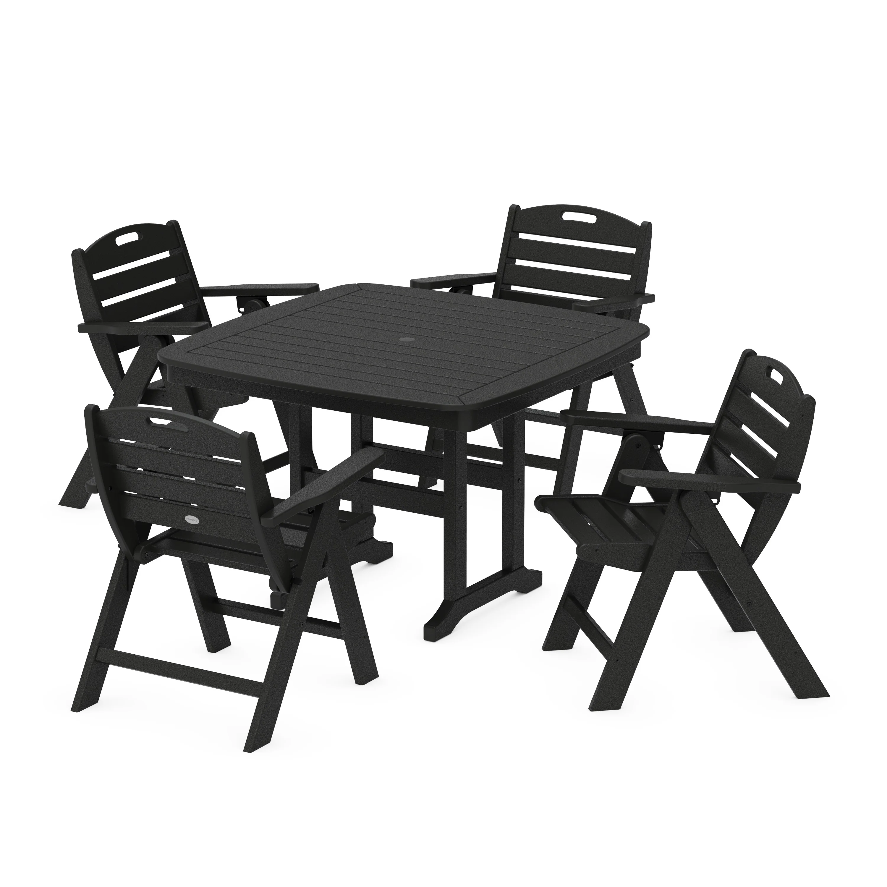 Nautical Folding Lowback Chair 5-Piece Dining Set with Trestle Legs - Image 4