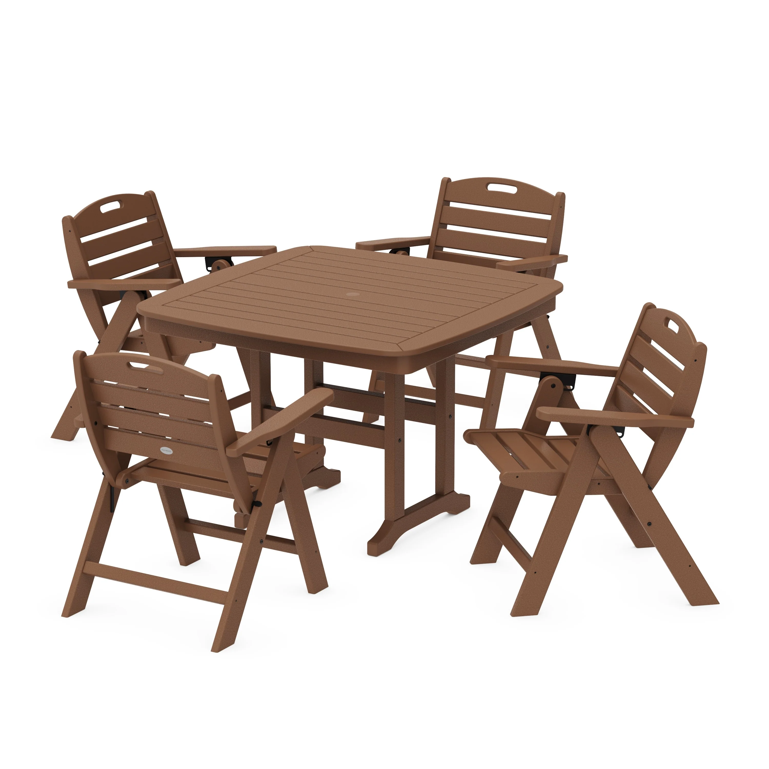 Nautical Folding Lowback Chair 5-Piece Dining Set with Trestle Legs - Image 5