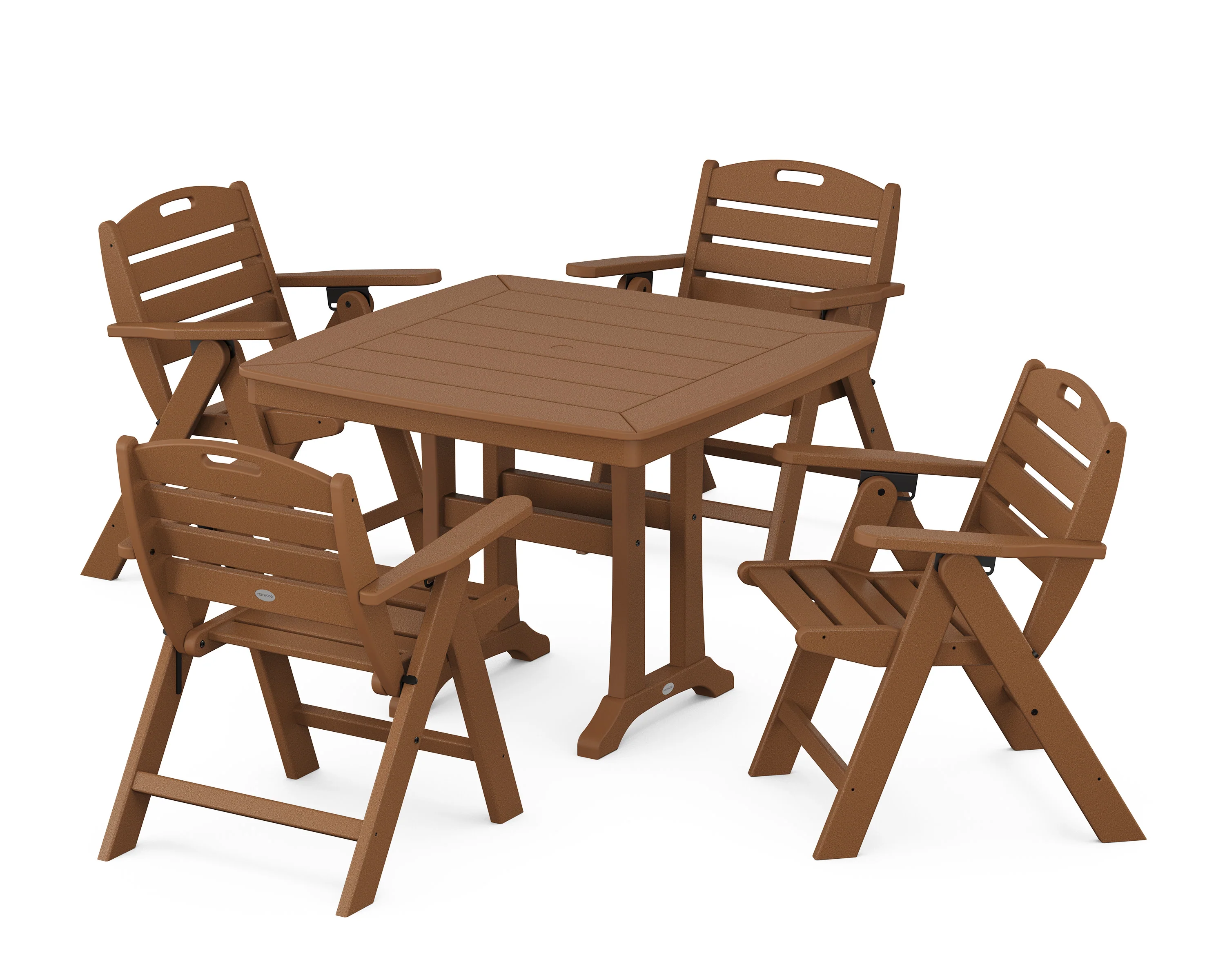 Nautical Folding Lowback Chair 5-Piece Dining Set with Trestle Legs - Image 8