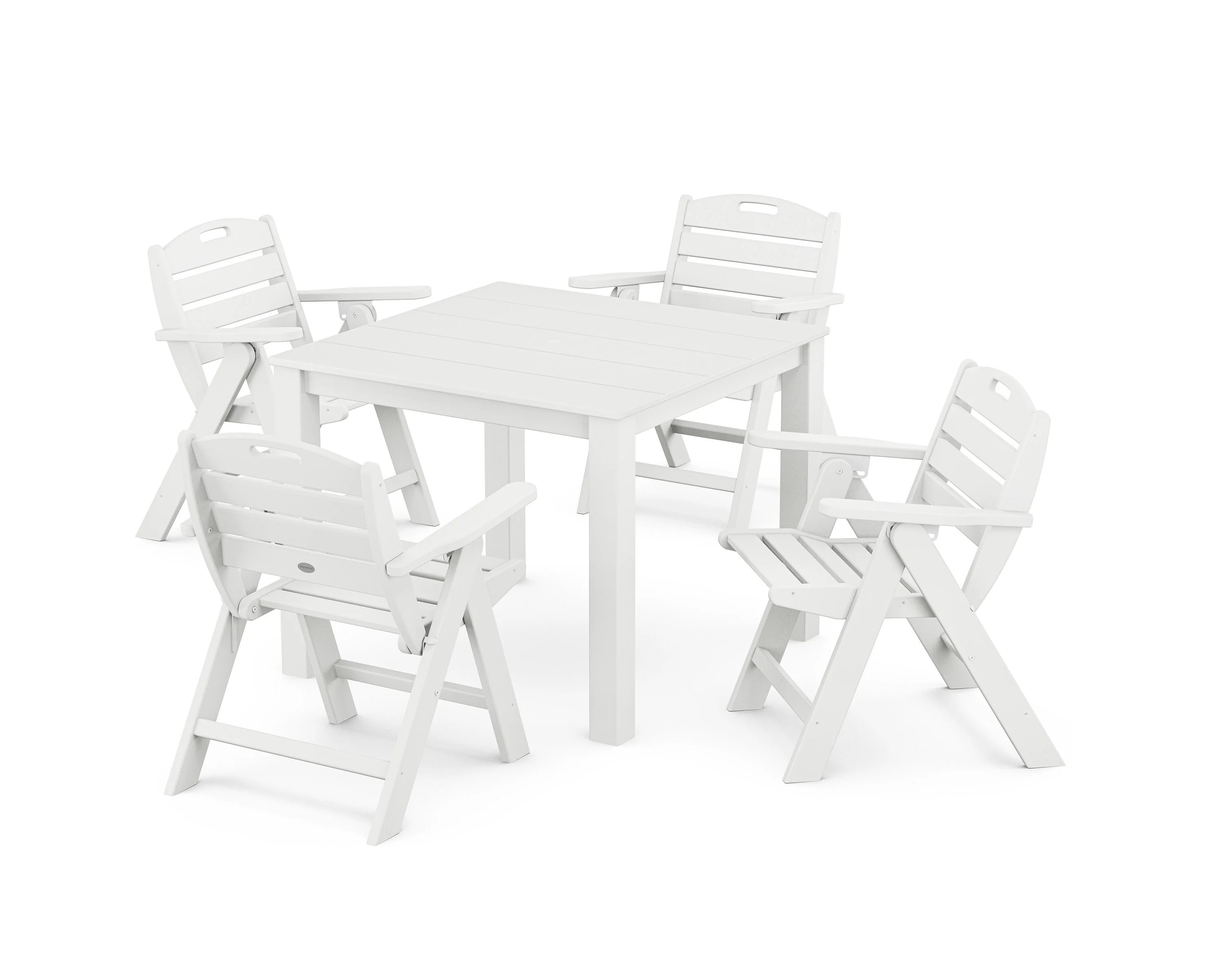 Nautical Folding Lowback Chair 5-Piece Parsons Dining Set - Image 4