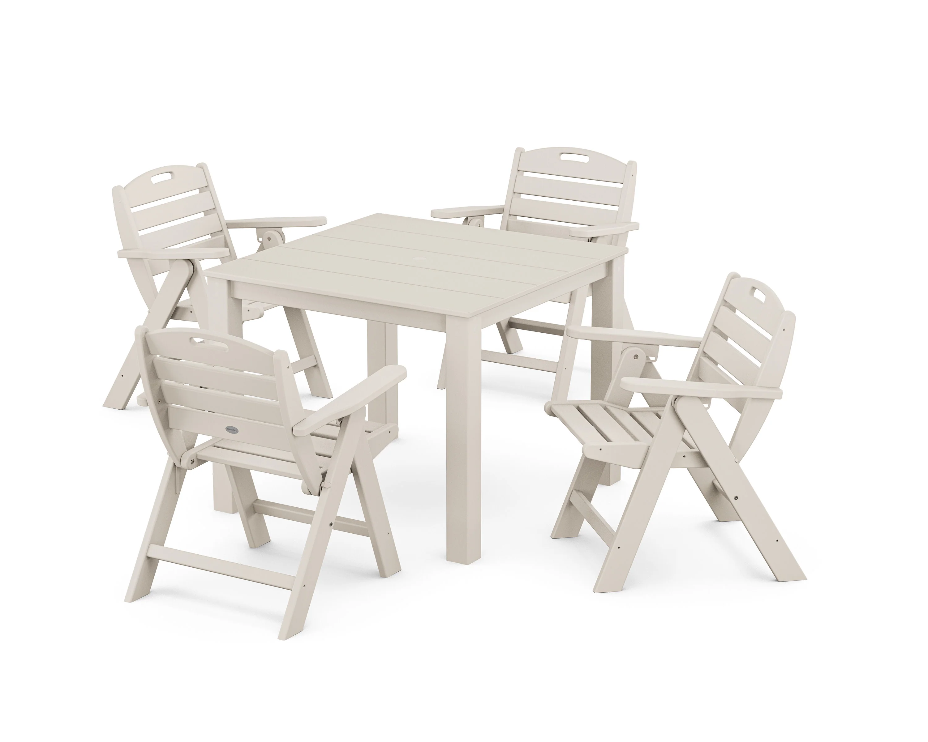 Nautical Folding Lowback Chair 5-Piece Parsons Dining Set - Image 7