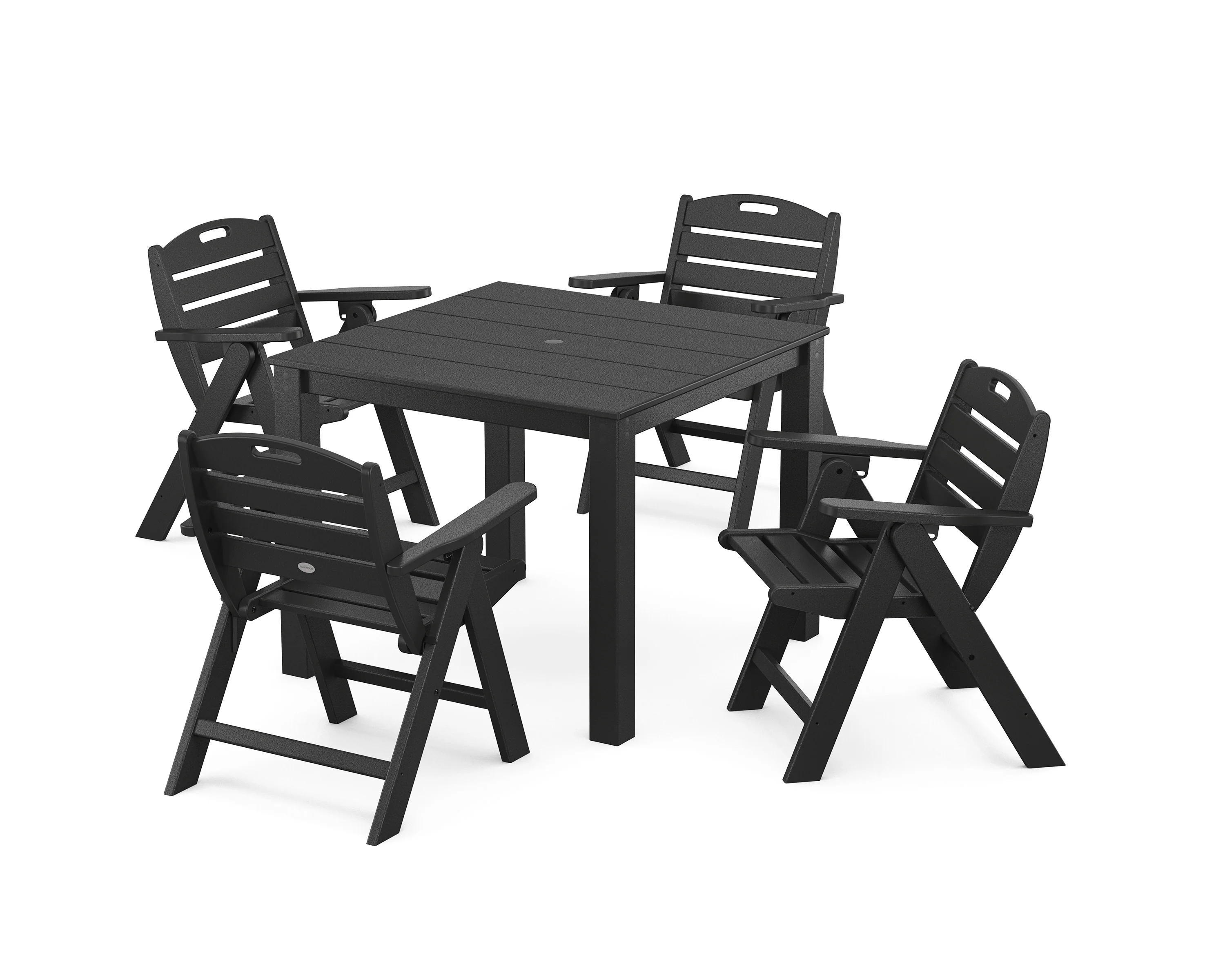 Nautical Folding Lowback Chair 5-Piece Parsons Dining Set - Image 9