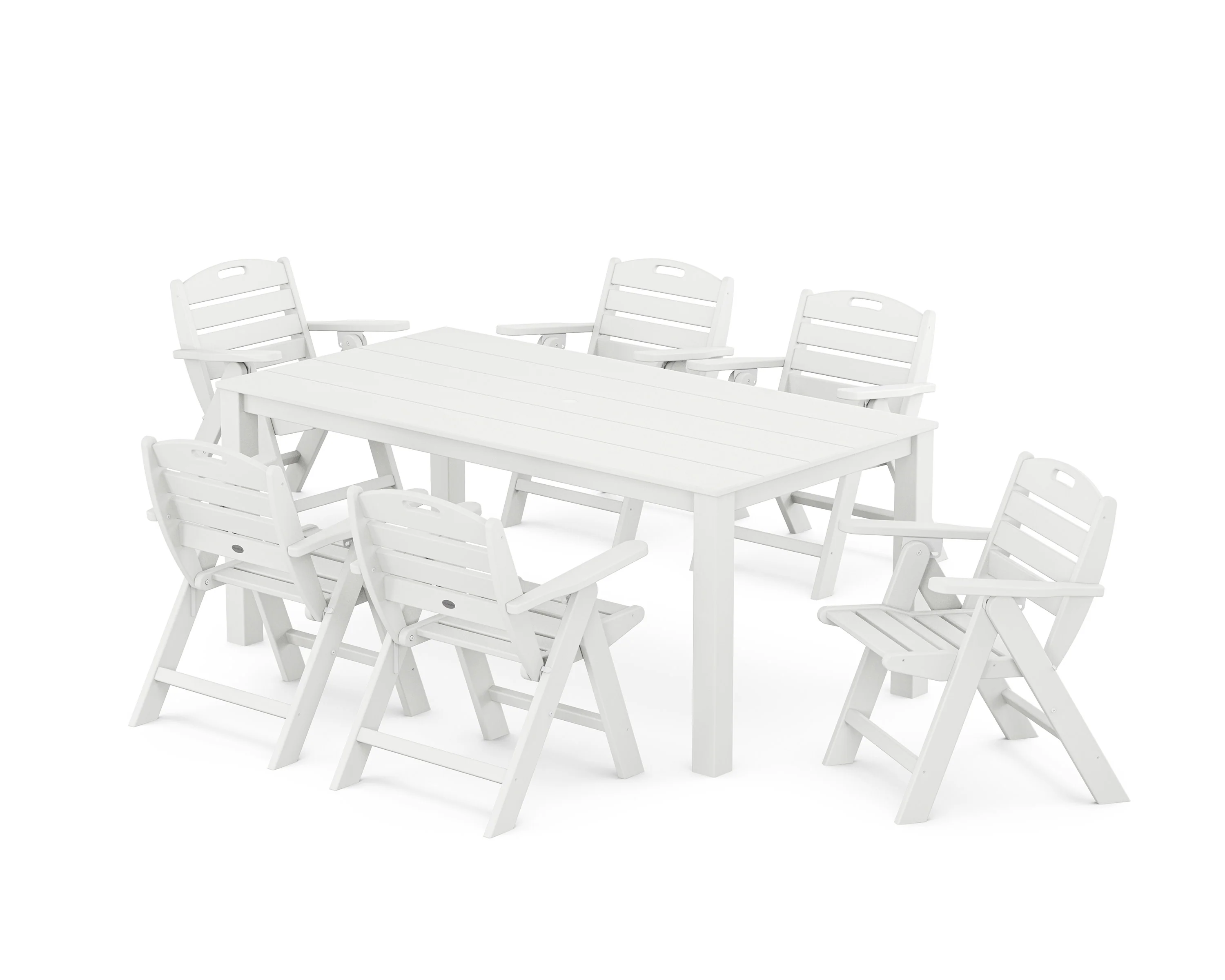 Nautical Folding Lowback Chair 7-Piece Parsons Dining Set - Image 4