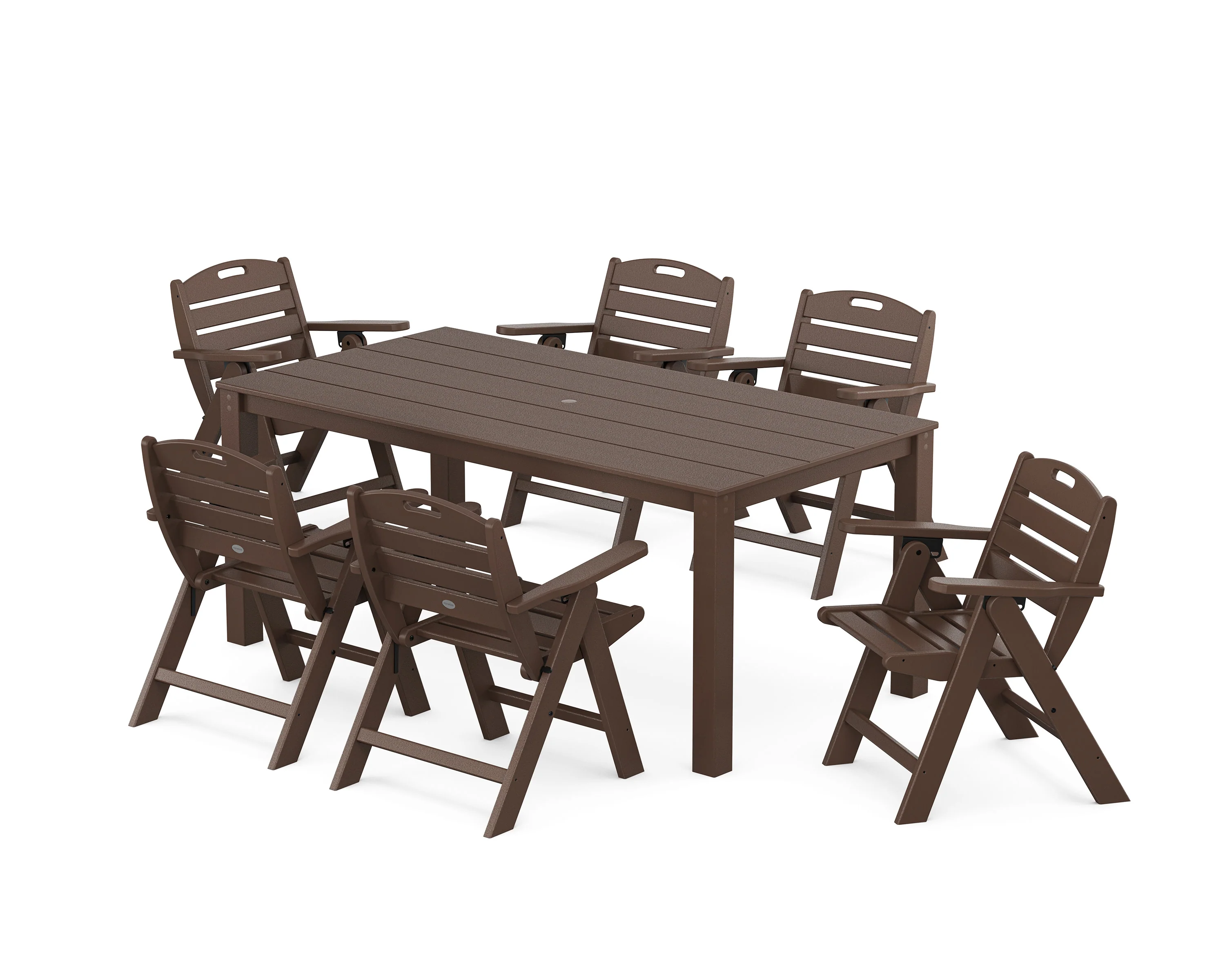 Nautical Folding Lowback Chair 7-Piece Parsons Dining Set - Image 5