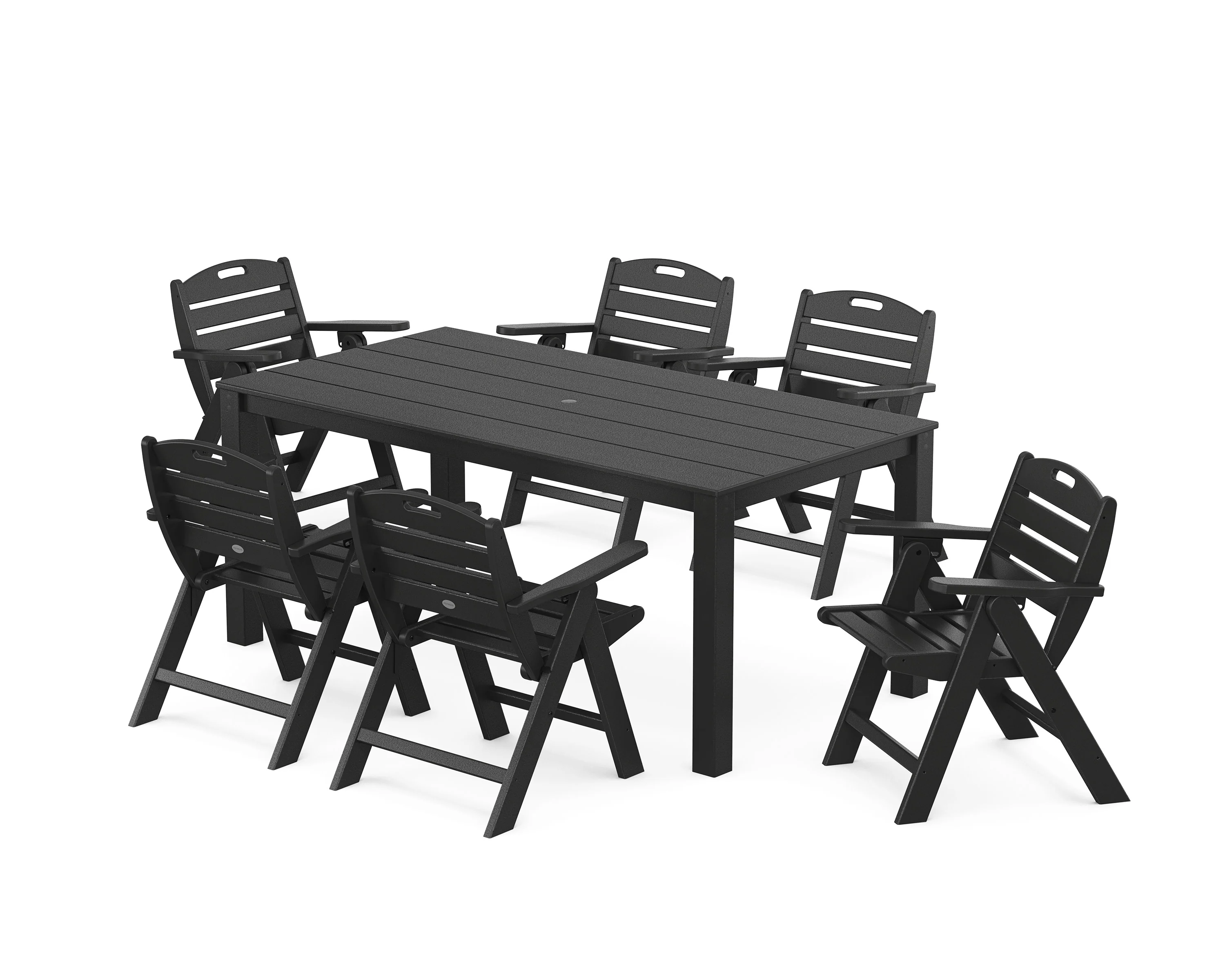 Nautical Folding Lowback Chair 7-Piece Parsons Dining Set - Image 7