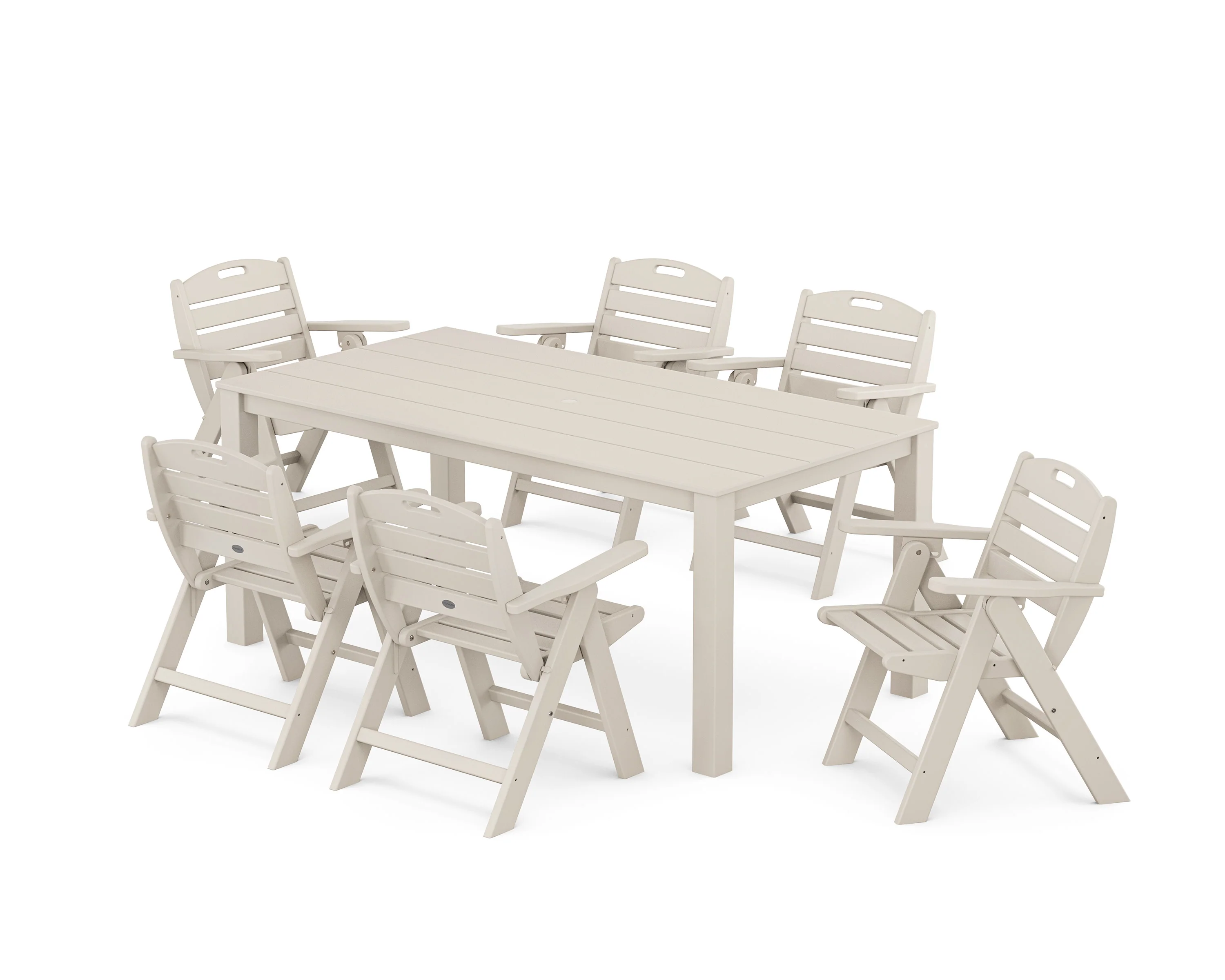 Nautical Folding Lowback Chair 7-Piece Parsons Dining Set - Image 9
