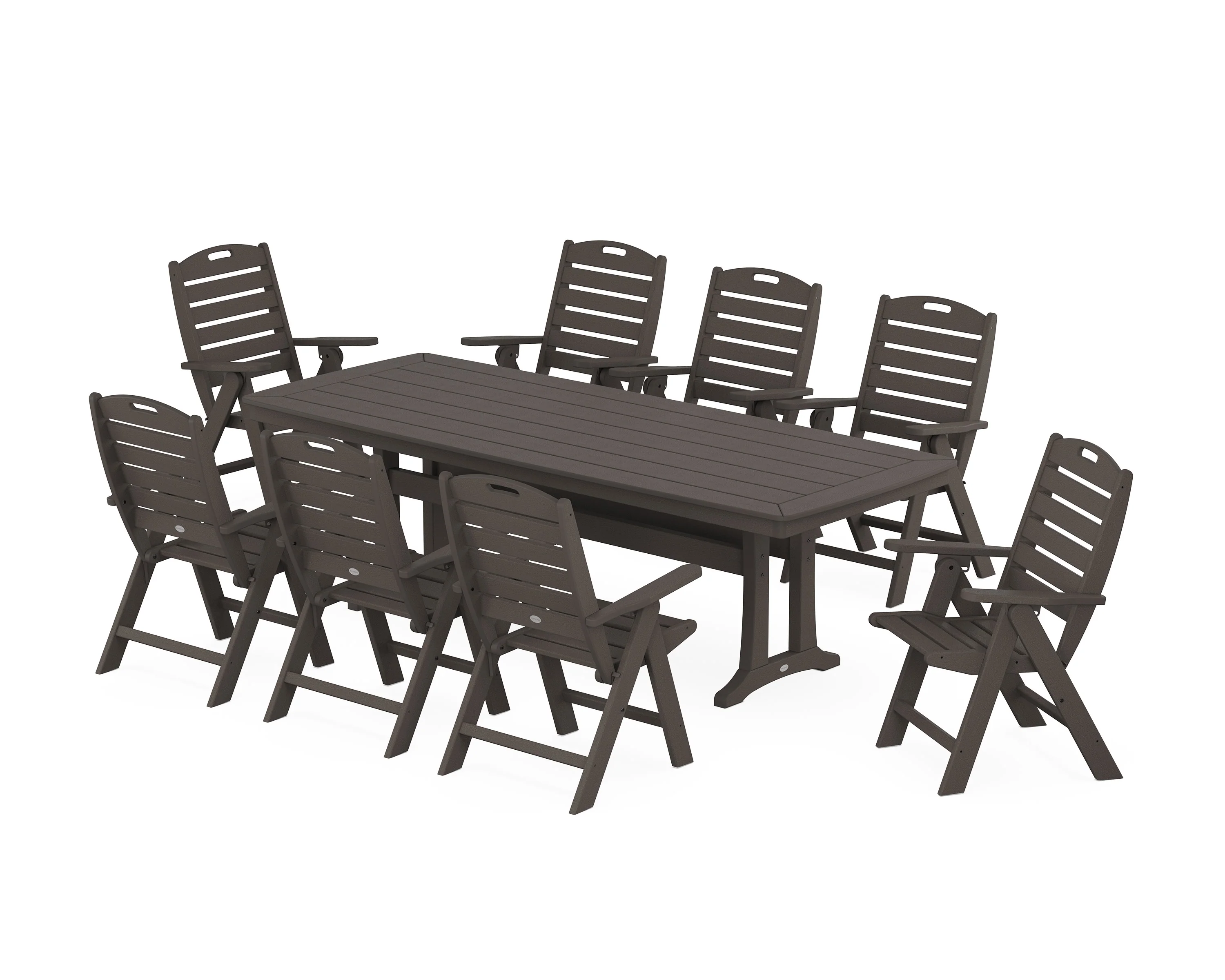 Nautical Highback 9-Piece Dining Set with Trestle Legs - Image 4