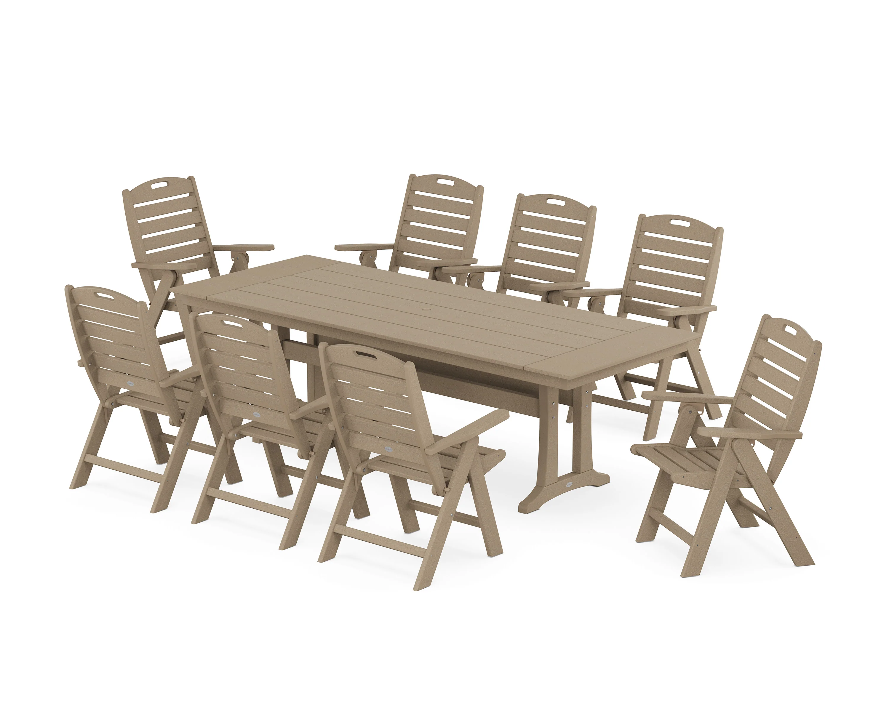 Nautical Highback 9-Piece Farmhouse Dining Set with Trestle Legs - Image 12