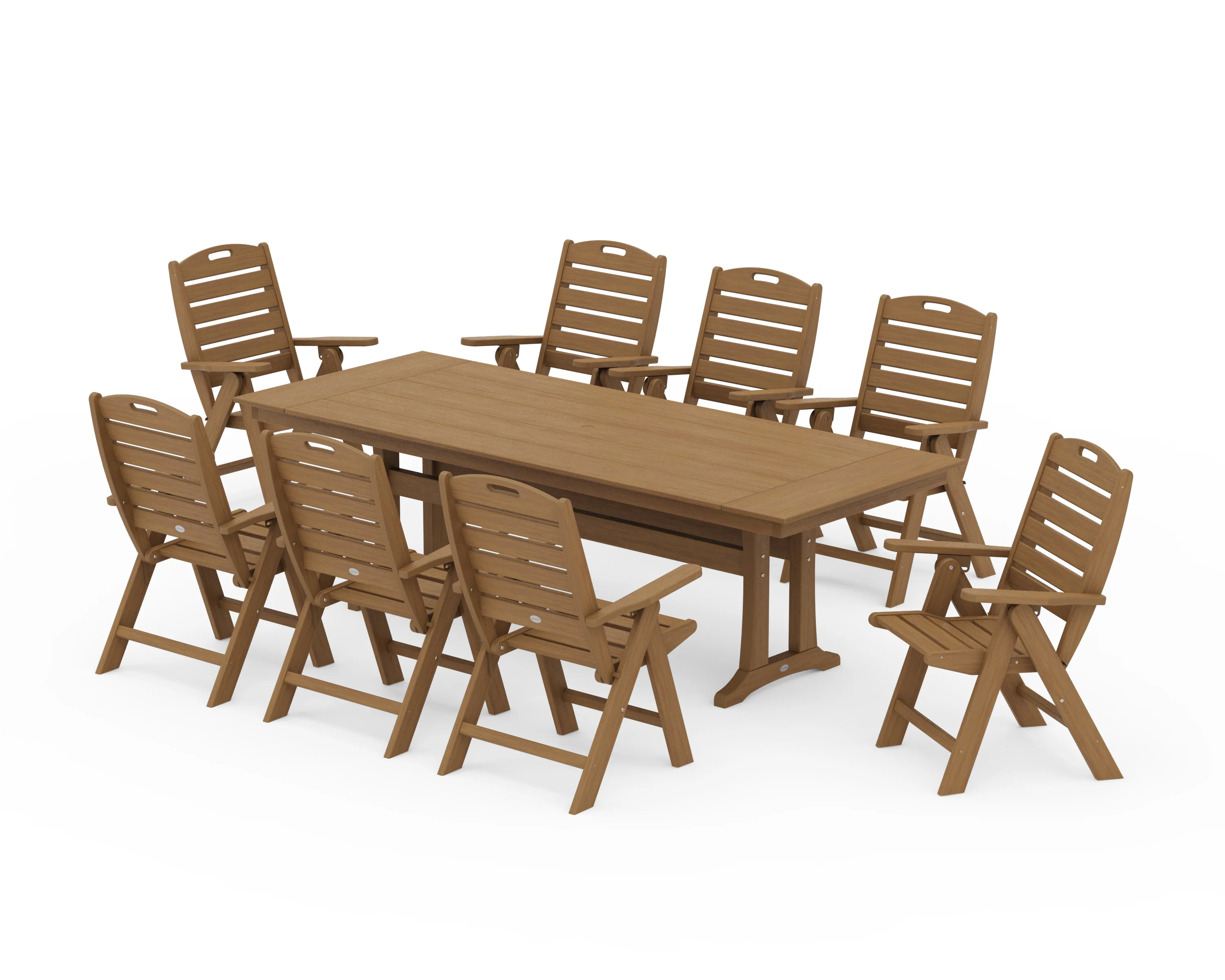 Nautical Highback 9-Piece Farmhouse Dining Set with Trestle Legs - Image 15