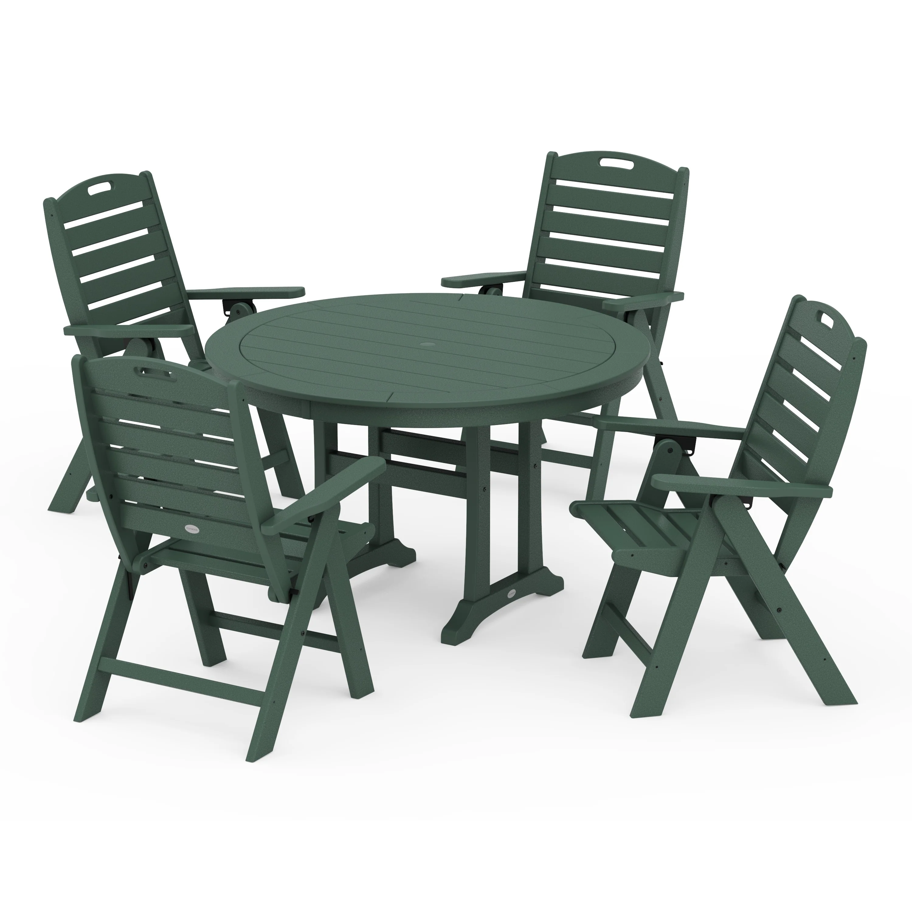 Nautical Highback Chair 5-Piece Round Dining Set with Trestle Legs - Image 4
