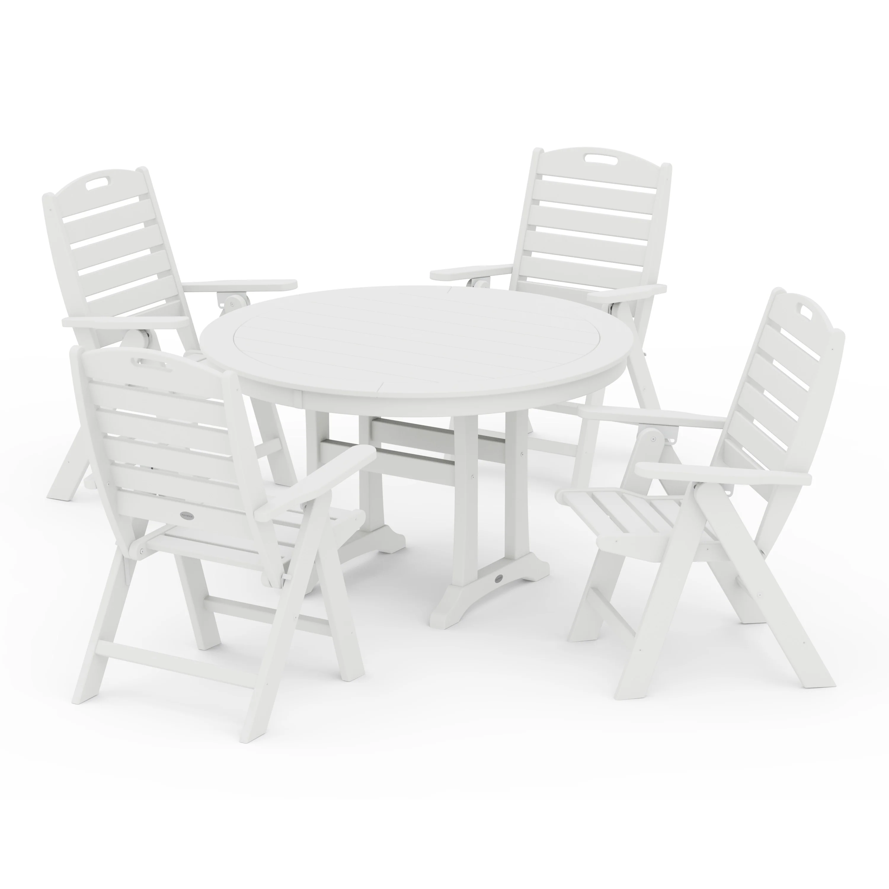Nautical Highback Chair 5-Piece Round Dining Set with Trestle Legs - Image 7