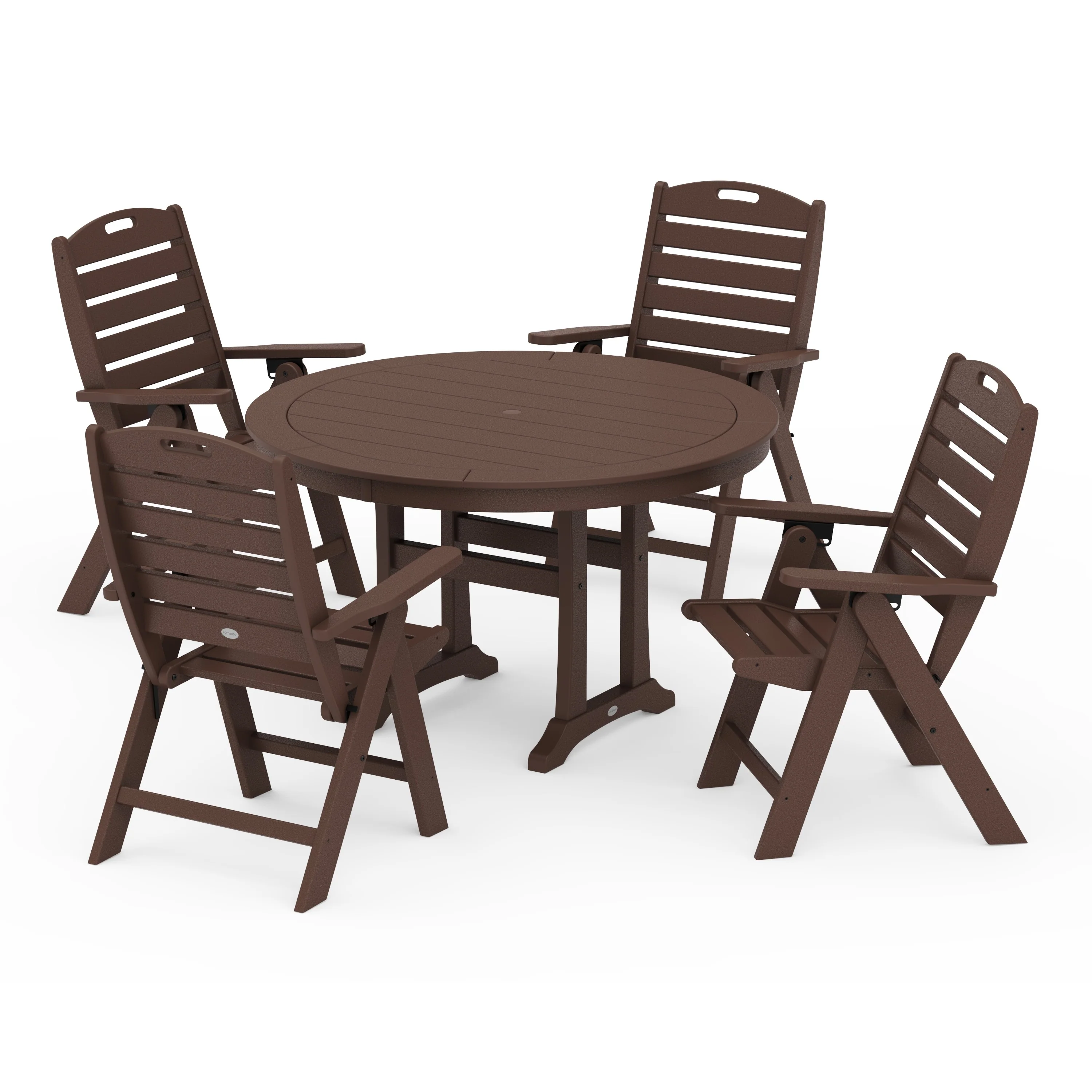 Nautical Highback Chair 5-Piece Round Dining Set with Trestle Legs - Image 8