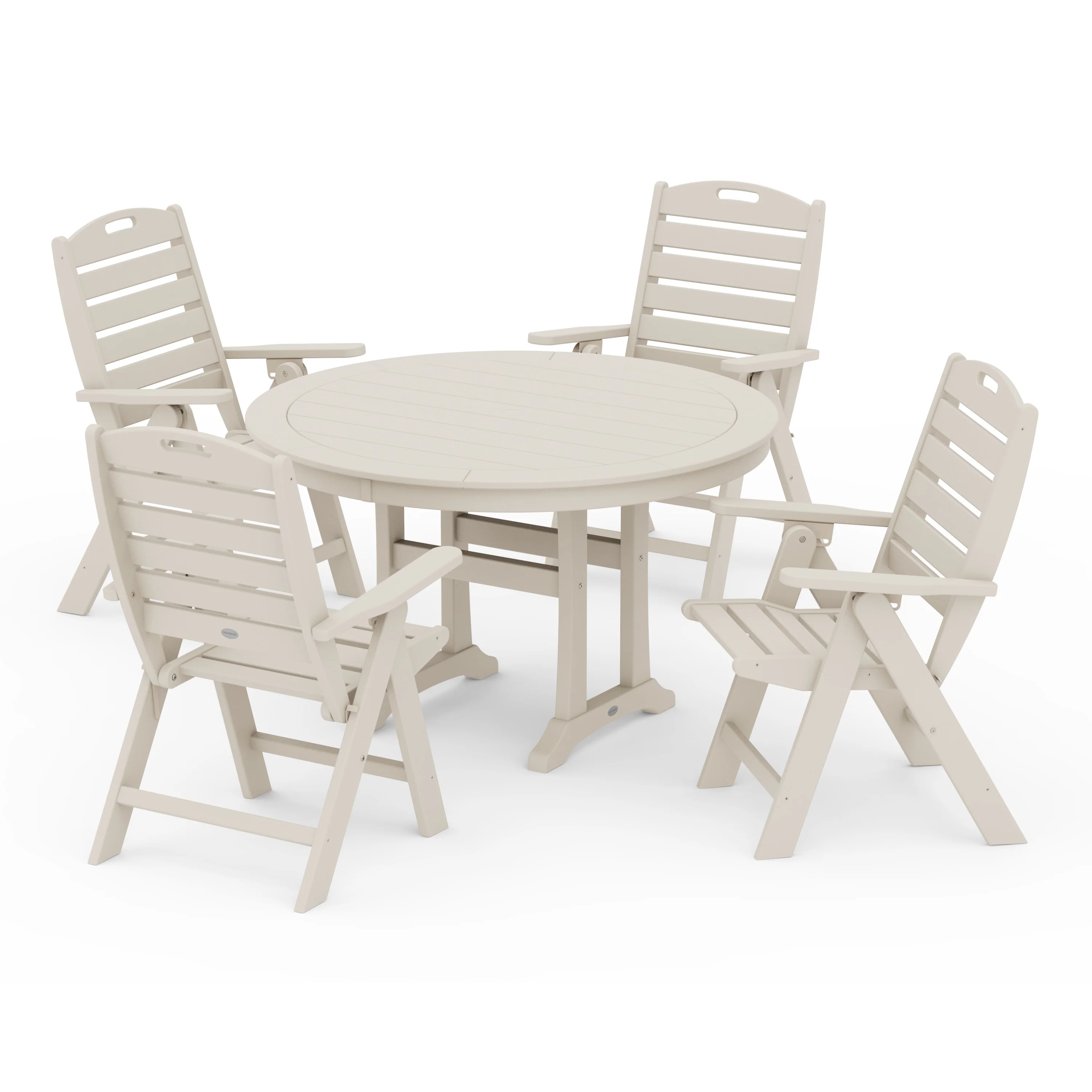 Nautical Highback Chair 5-Piece Round Dining Set with Trestle Legs - Image 9