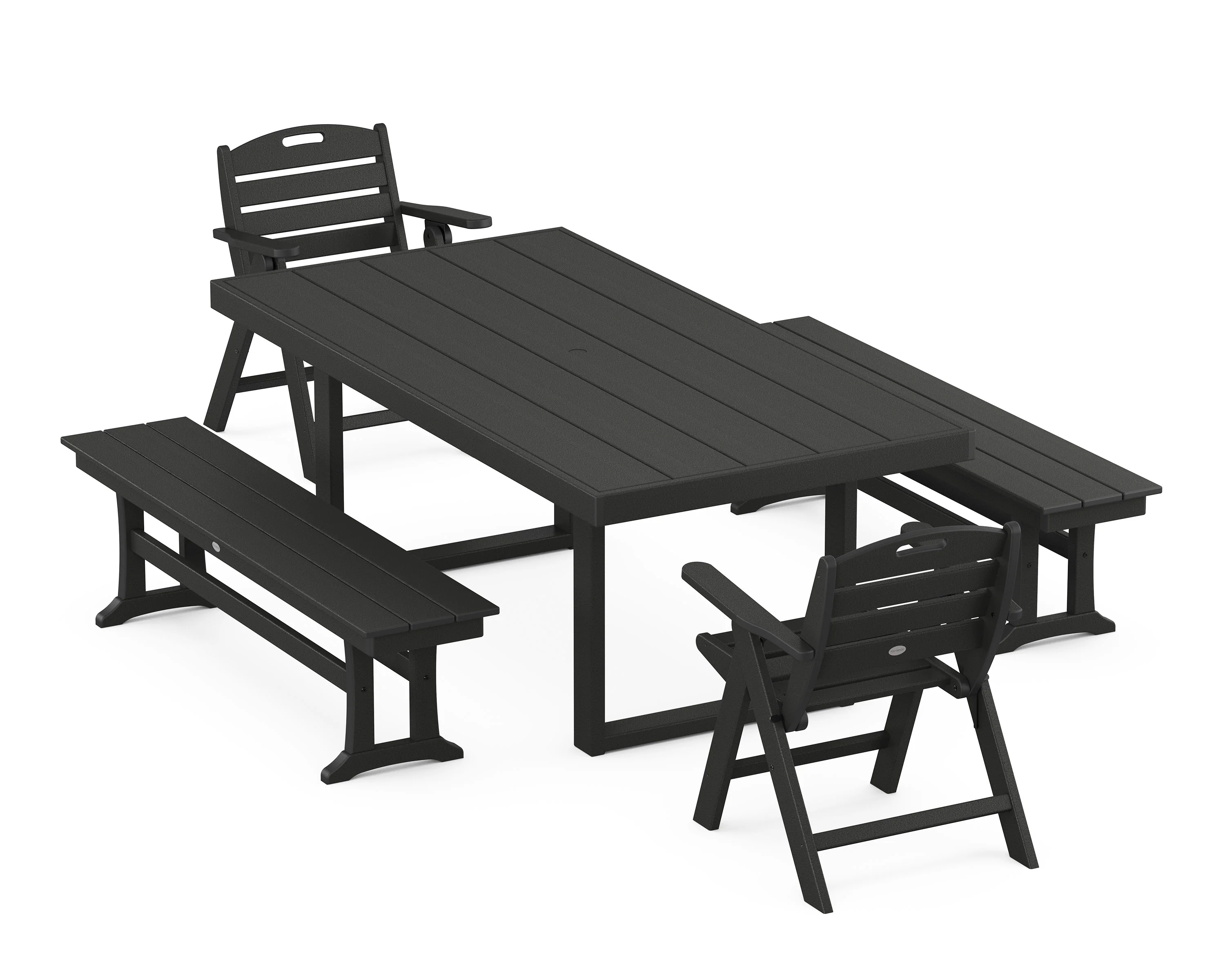 Nautical Lowback 5-Piece Dining Set with Benches - Image 5