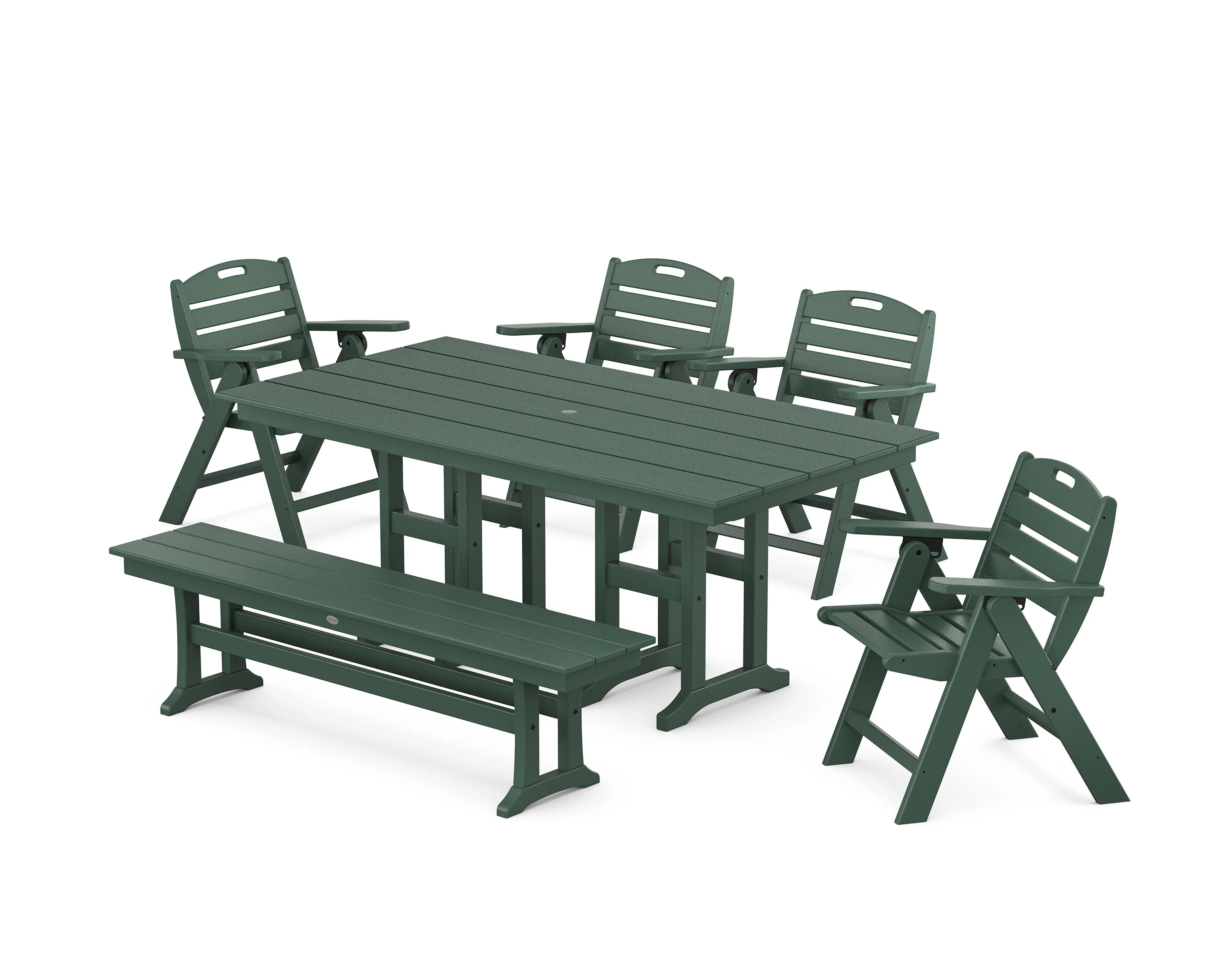 Nautical Lowback 6-Piece Farmhouse Dining Set with Bench - Image 5