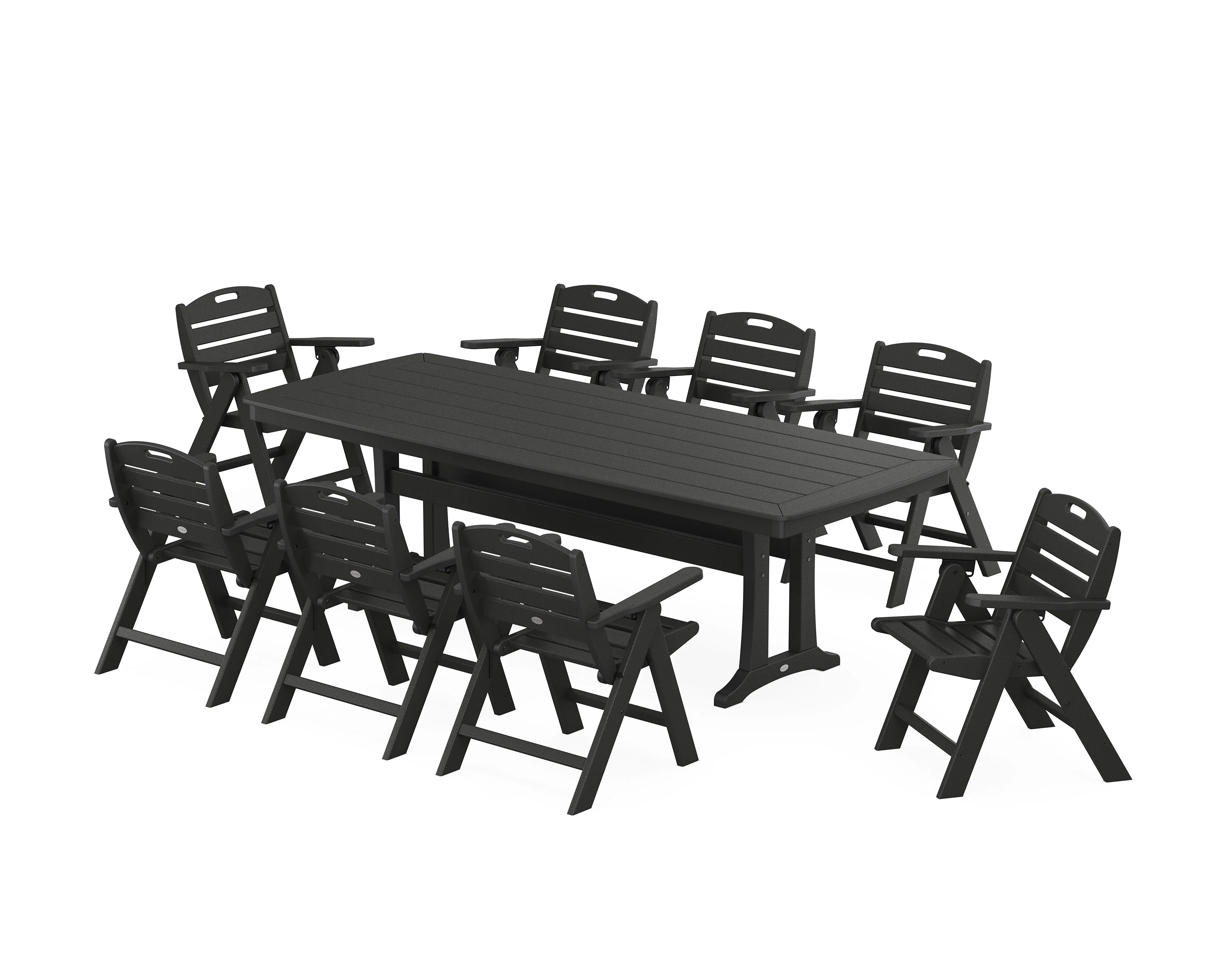 Nautical Lowback 9-Piece Dining Set with Trestle Legs - Image 10