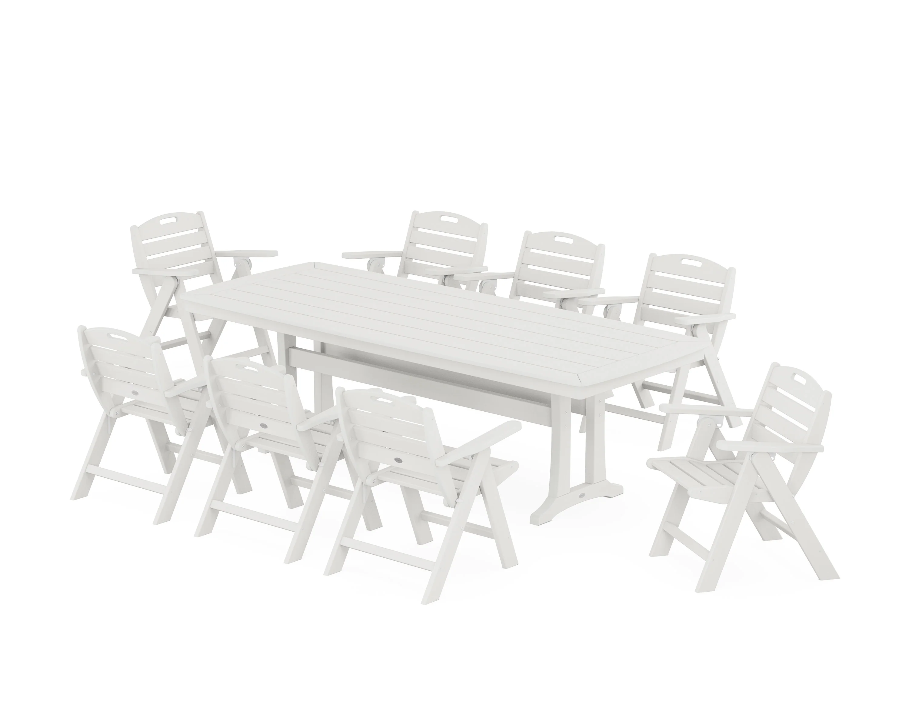 Nautical Lowback 9-Piece Dining Set with Trestle Legs - Image 11