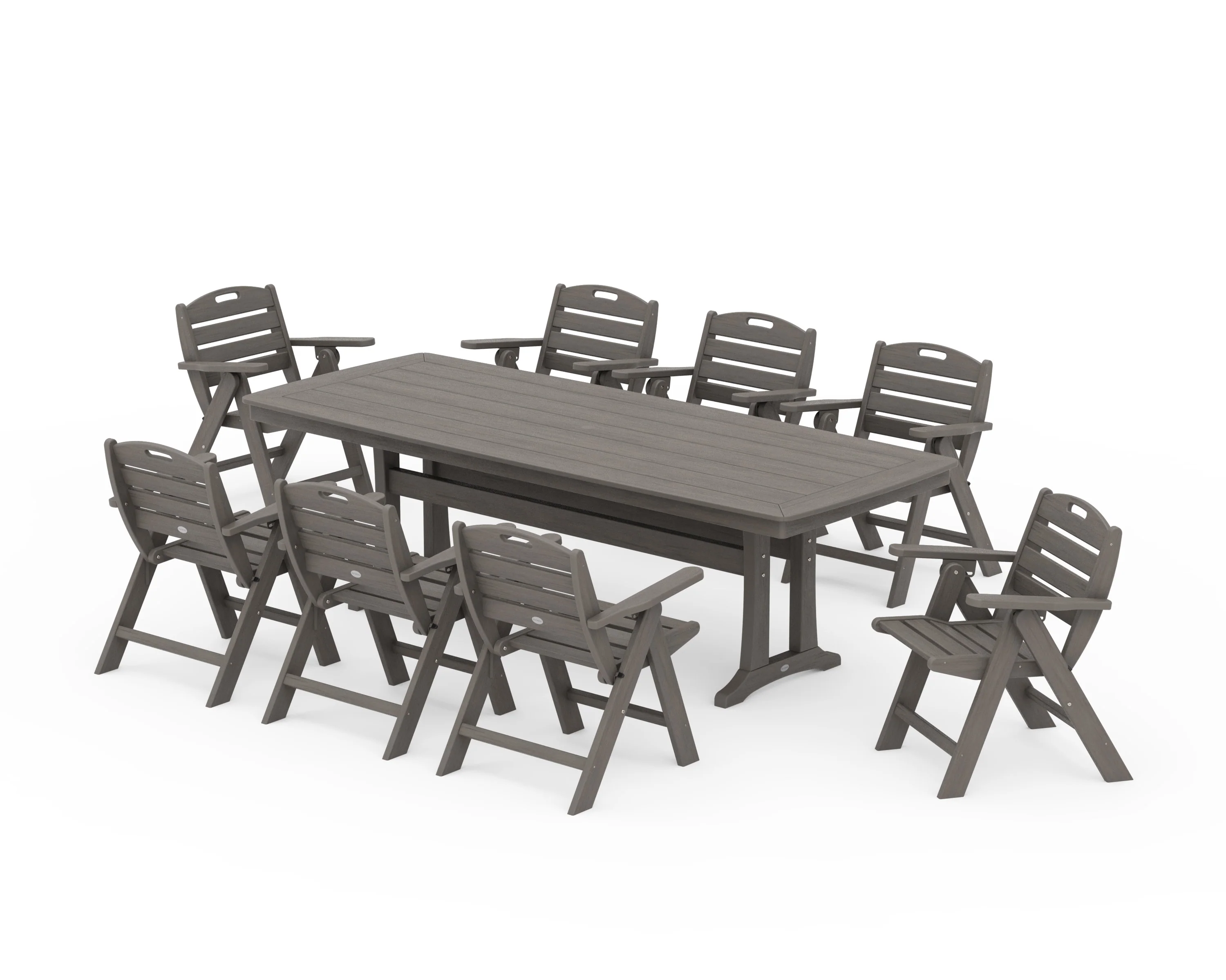 Nautical Lowback 9-Piece Dining Set with Trestle Legs - Image 13