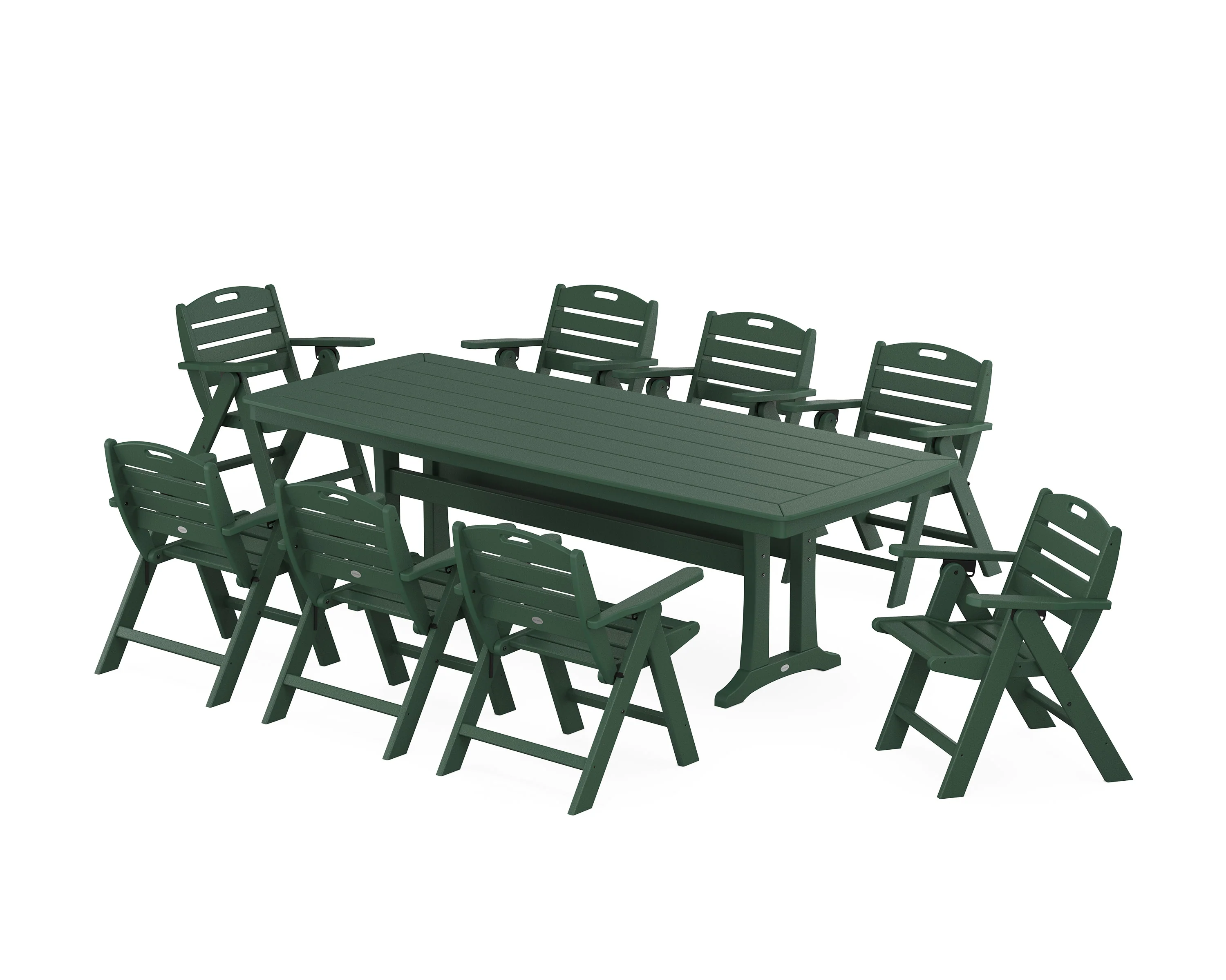 Nautical Lowback 9-Piece Dining Set with Trestle Legs - Image 4