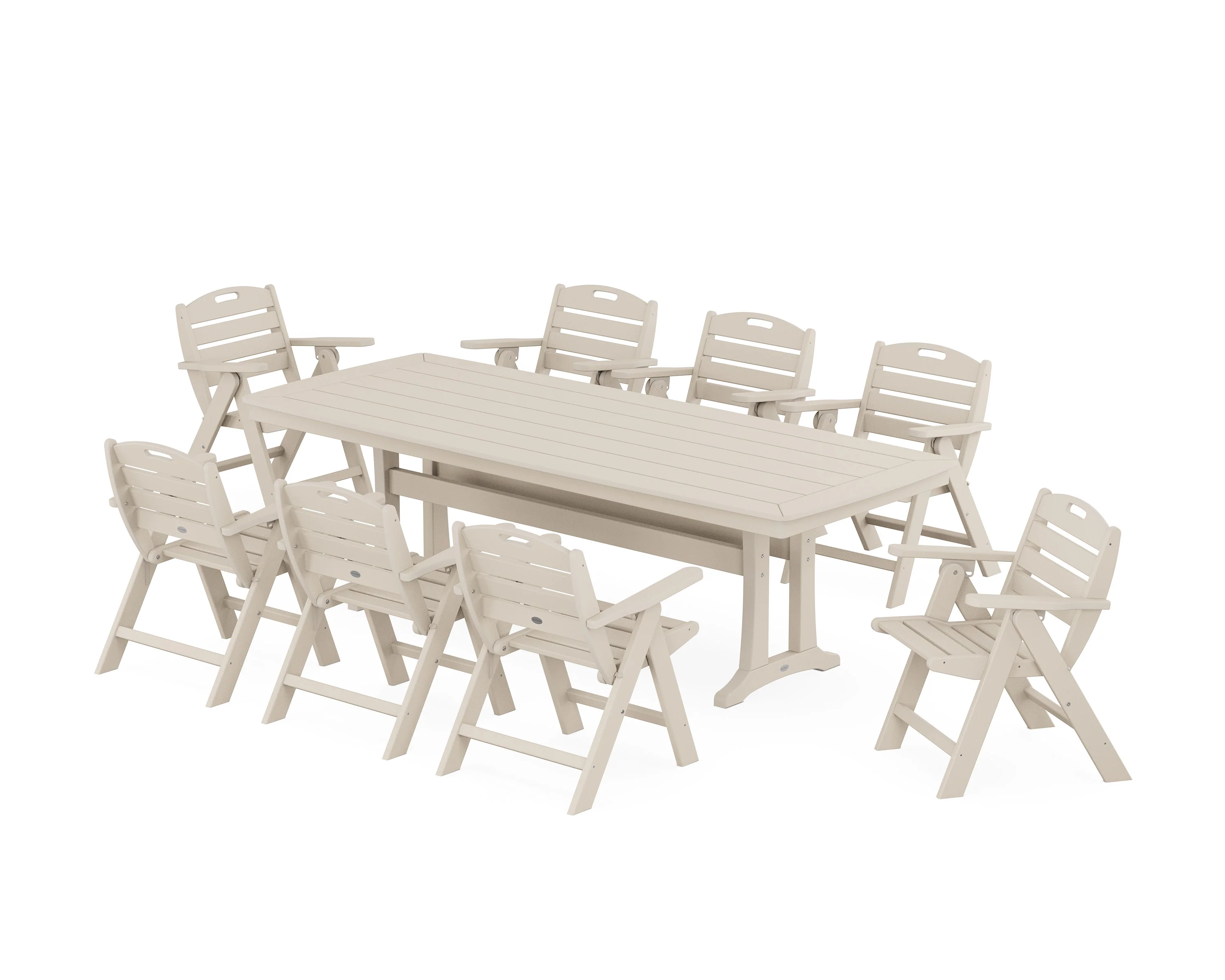 Nautical Lowback 9-Piece Dining Set with Trestle Legs - Image 6